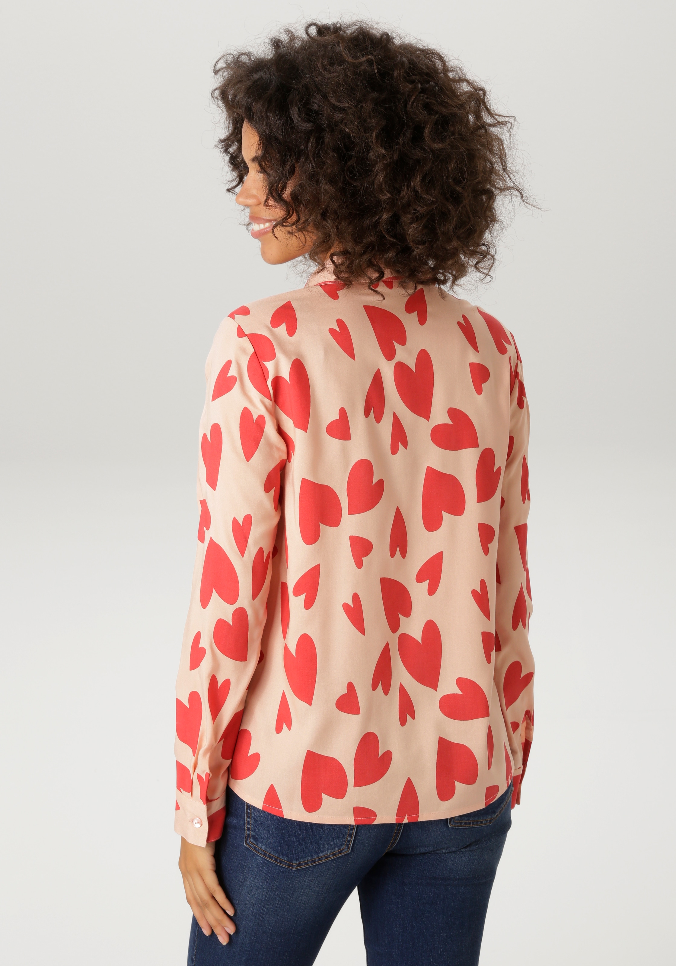 Aniston CASUAL Hemdbluse mit extravaganten Herzen bedruckt - NEUE KOLLEKTION