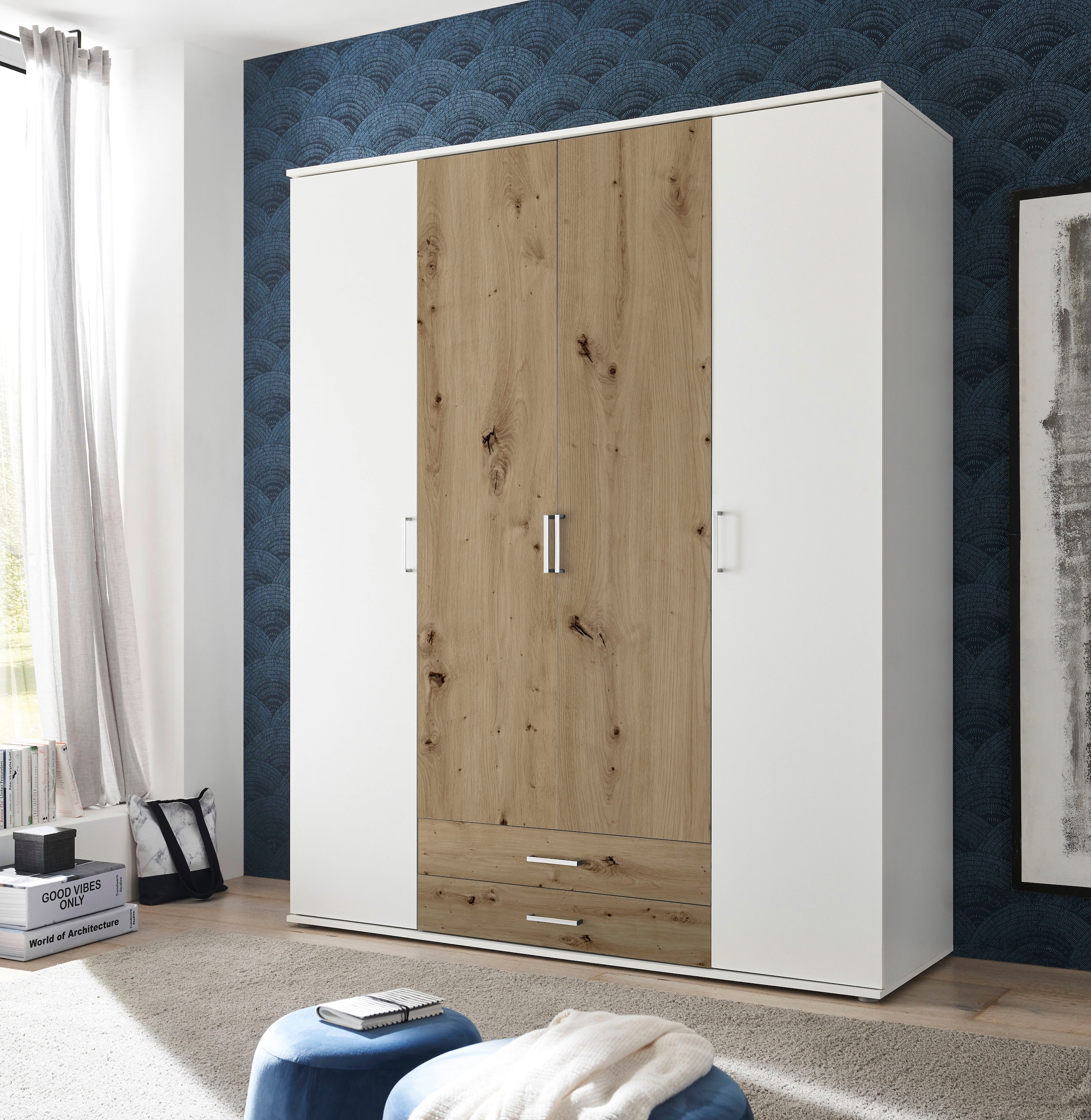 Schlafkontor Kleiderschrank »Marburg Bestseller Schrank Garderobe mit Schubladen«, Schlafzimmerschrank in Top Qualität, in 2 Breiten