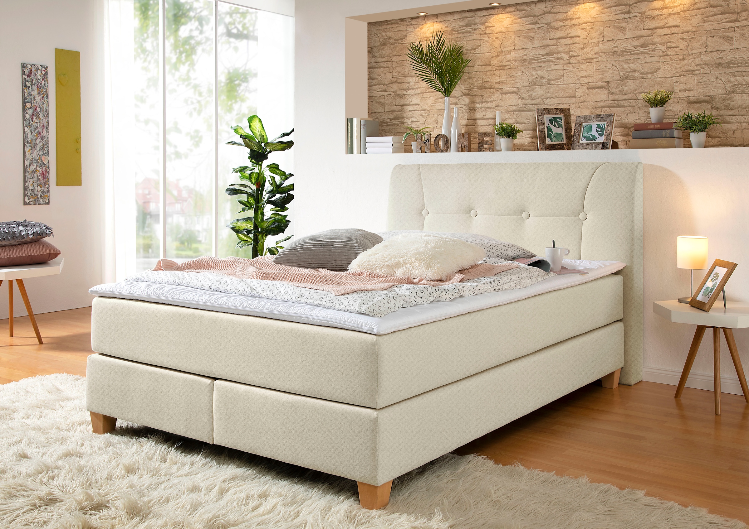 Home affaire Boxspringbett "Calloway" inkl. Topper, XXL-Ausführung, in 4 Fa günstig online kaufen