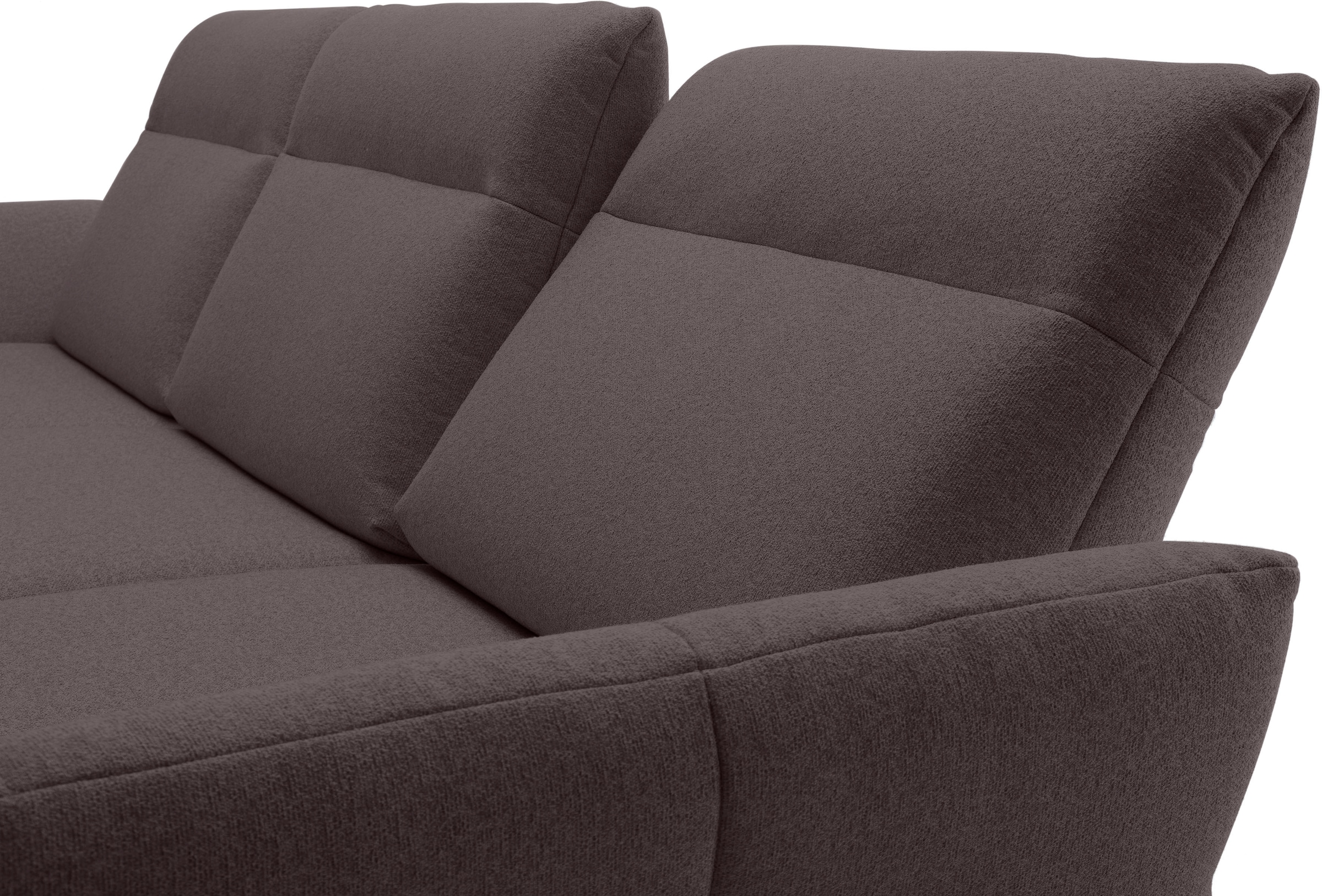 Creation BY ROLF BENZ Ecksofa »CR.460, Design-Sofa der Extraklasse, verstellbare Rückenlehne, L-Form« Sockel in Eiche, Winkelfüße in Umbragrau, Breite 338 cm