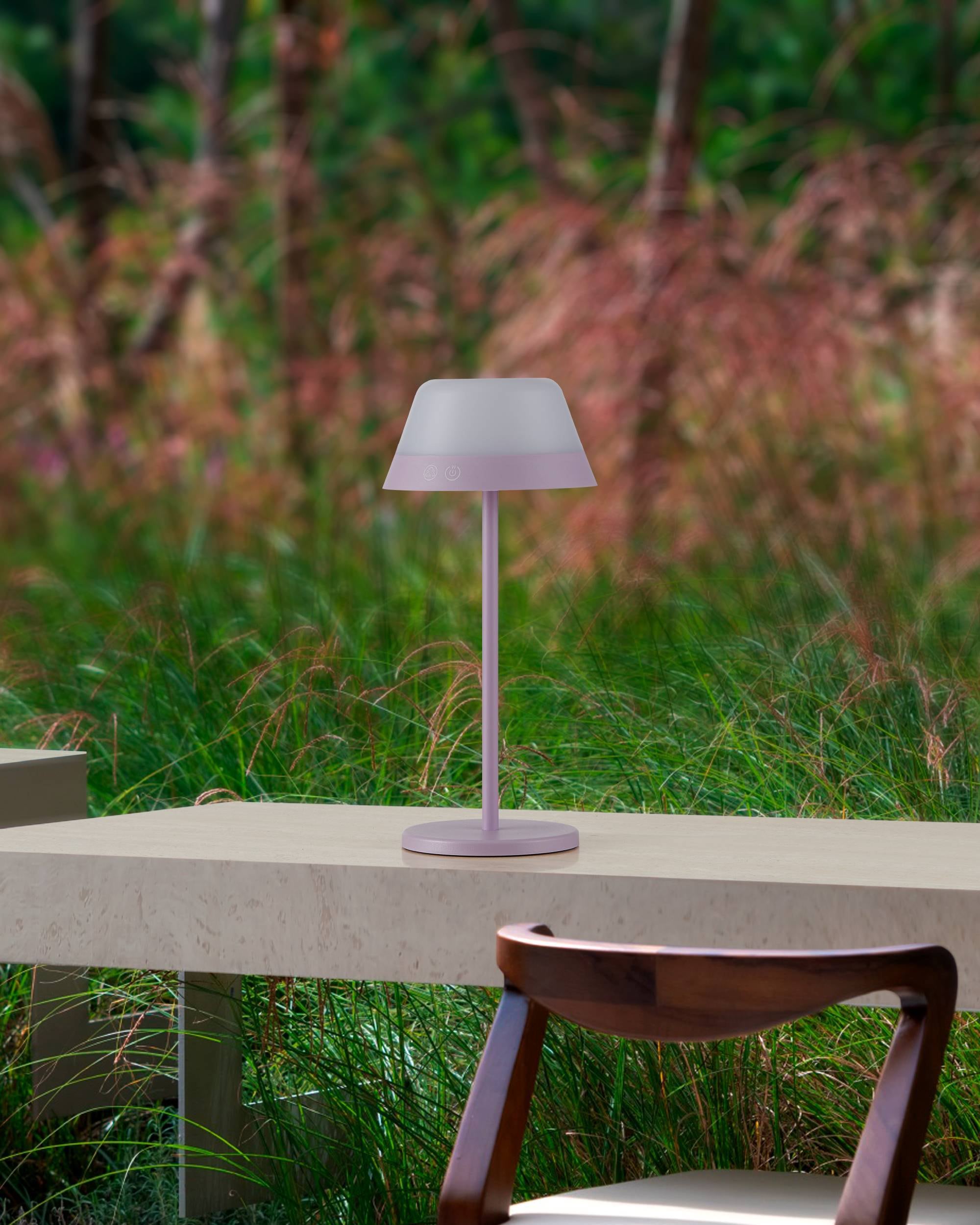 EGLO Tischleuchte »Meggiano Tischlampe, kabellos, aufhängbarer Lampenschirm, IP54, Lampe« LED-Modul 1 Stk. RGB | Warmweiß Tischleuchte - H32 x Ø15 cm - lila - 1X1,5W;1X0,8W inkl.