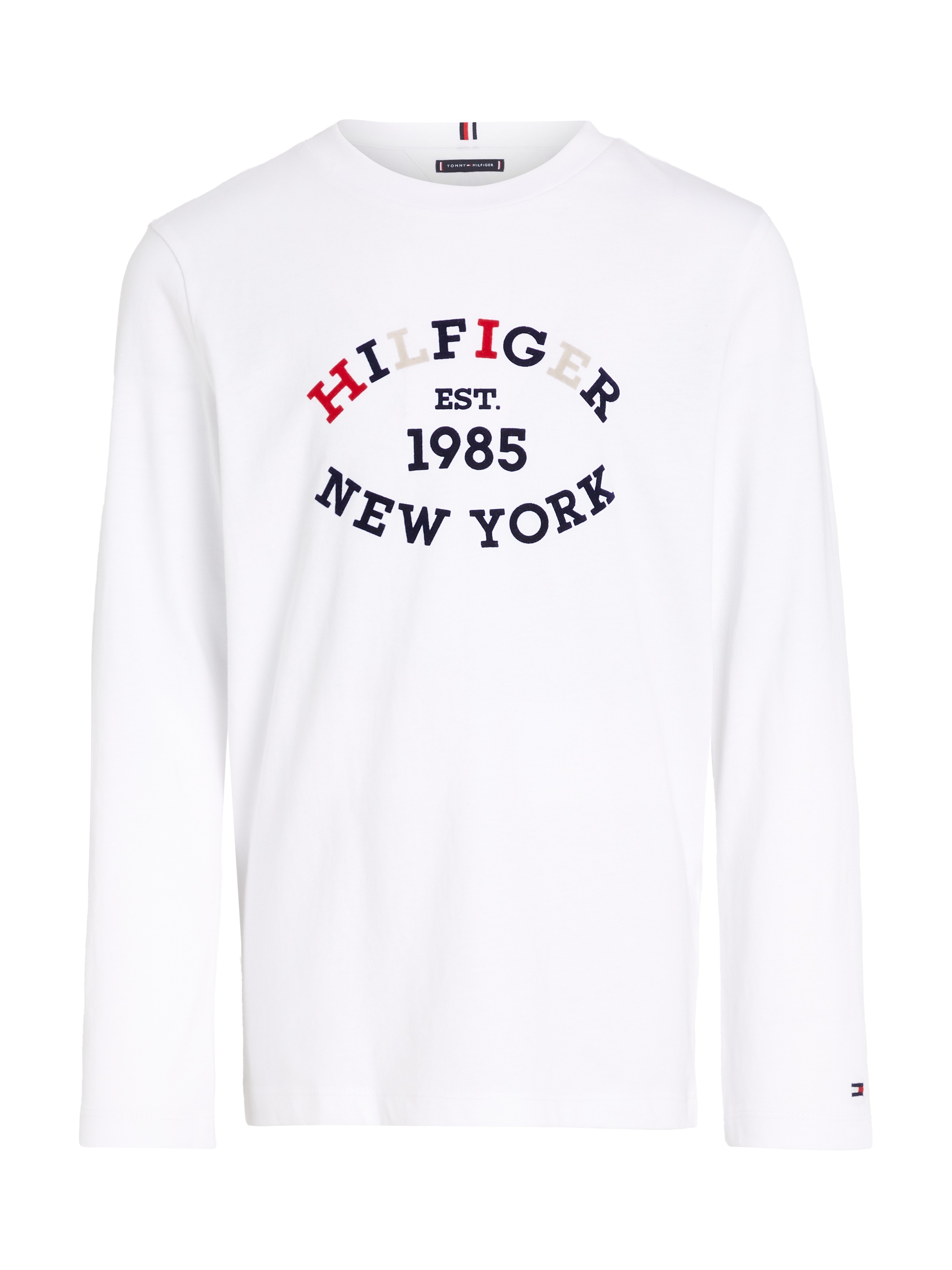 Tommy Hilfiger Langarmshirt »MONOTYPE FLOCK REGULAR TEE LS«, Kinder bis 16 Jahre mit Logoschriftzug