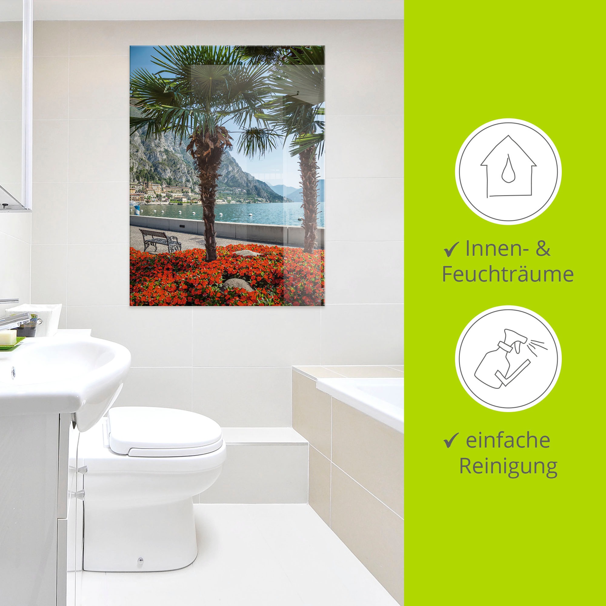 Artland Glasbild »Gardasee Limone sul«, Europa, (1 St.), in verschiedenen Größen