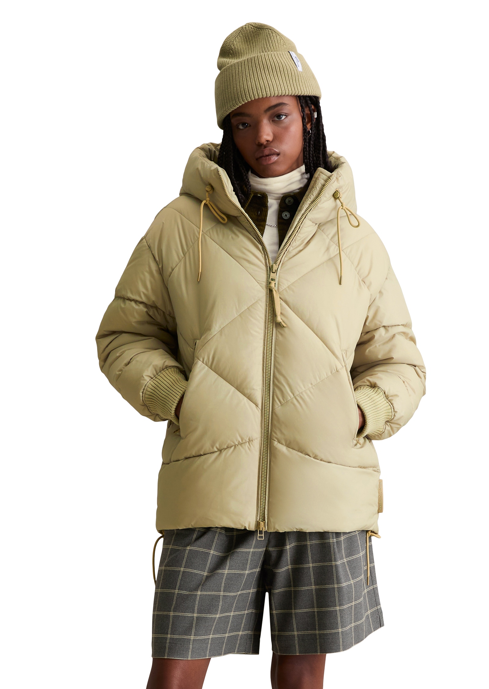 Marc O'Polo DENIM Steppjacke mit Kapuze Rückenteil verlängert, Leicht und wasserabweisend