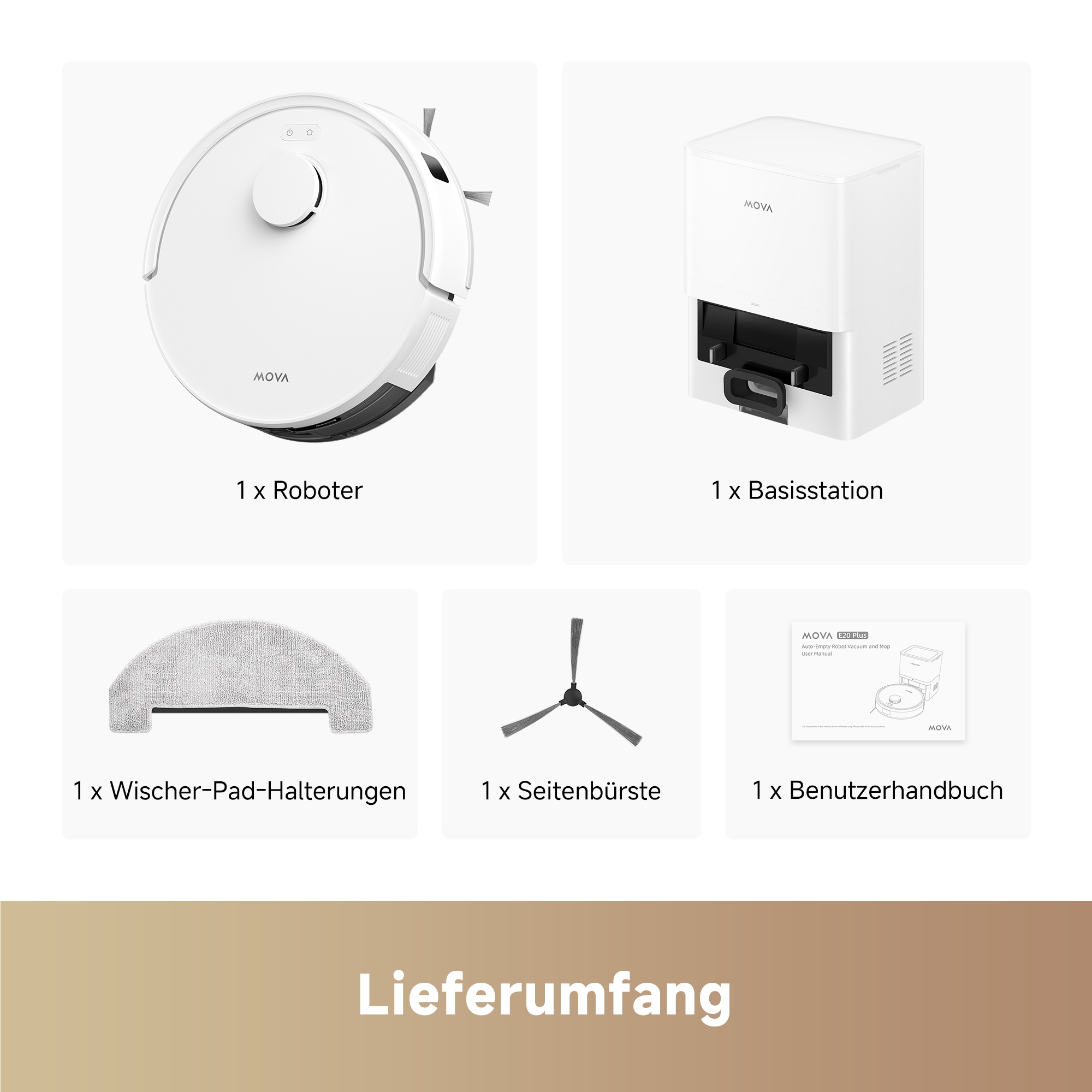 Mova Saugroboter »MOVA E20 Plus, mit Wischfunktion«, 5.000 Pa Saugkraft, Hindernisvermeidung, 3 Wasserdurchflussstufen
