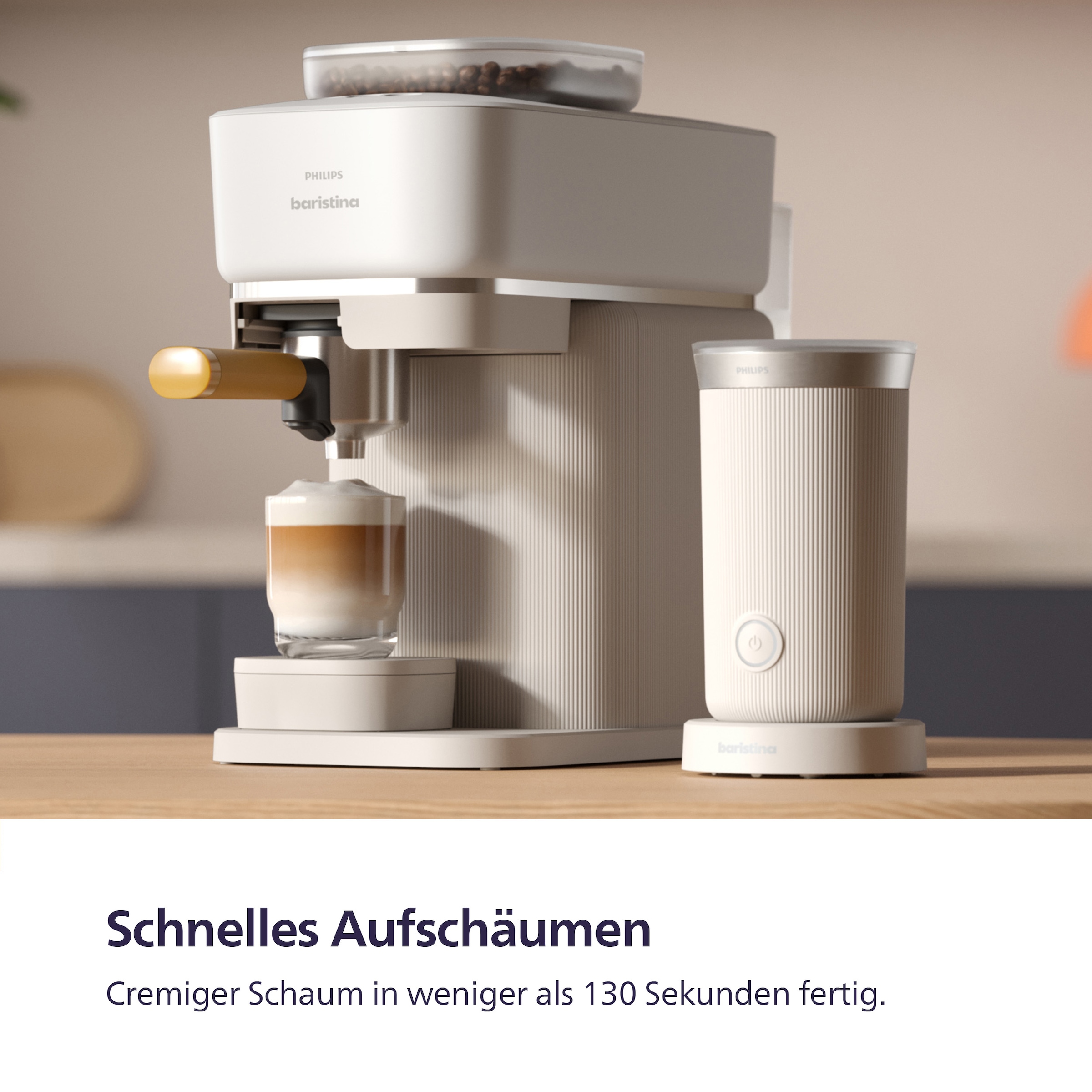 PHILIPS baristina Milchaufschäumer »BAR311, Antihaftbeschichtung, leichte Reinigung« warmer und kalter Milchschaum, 120 ml Fassungsvermögen