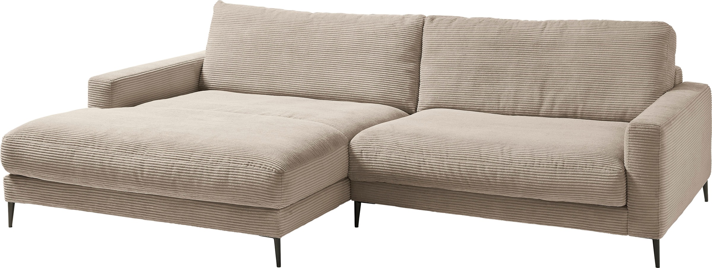INOSIGN Ecksofa »Downtown, B/T/H: 272/190/84 cm L-Form«, weicher Sitzkomfort auch in Cord und Bouclé, incl. Zierkissen