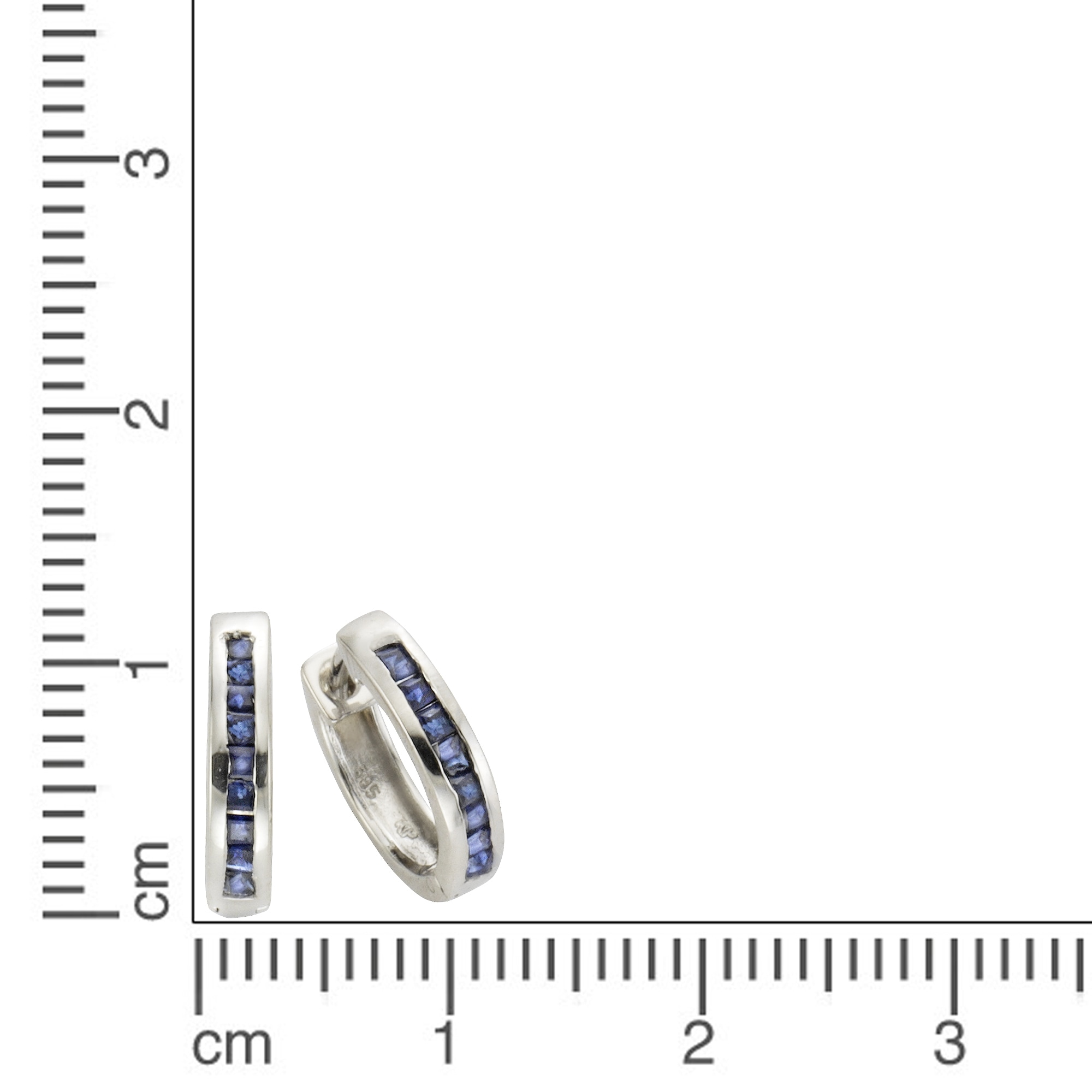 Fascination by Ellen K. Paar Creolen »Gold 585 mit echtem blauen Safir 12mm Durchmesser«