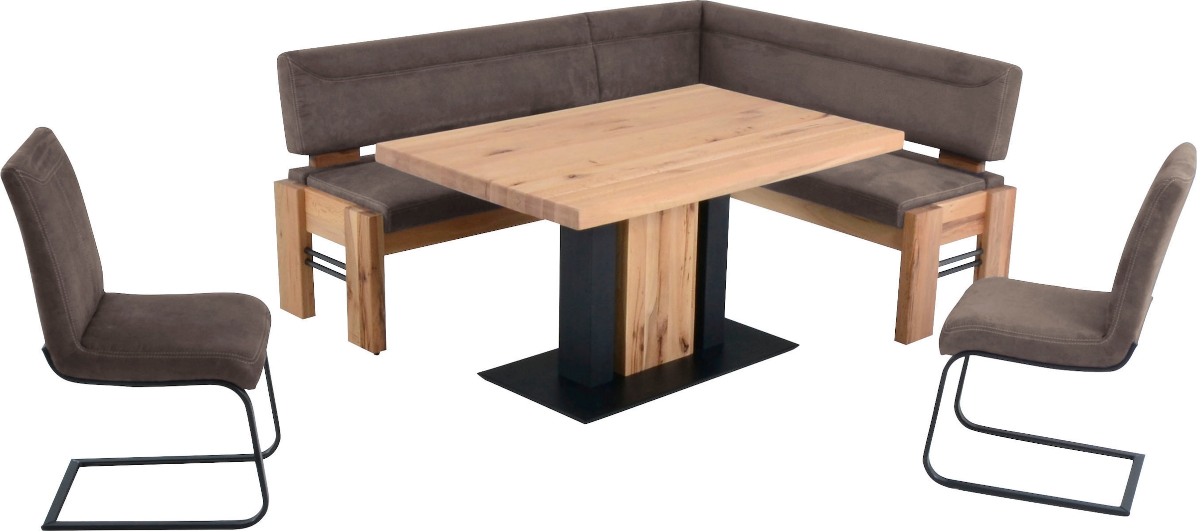 K+W Komfort & Wohnen Eckbankgruppe »Floyd« Set, 5 Stk. tlg. Stauraum-Eckbank, wahlweise rechts oder links langer Schenkel 203cm