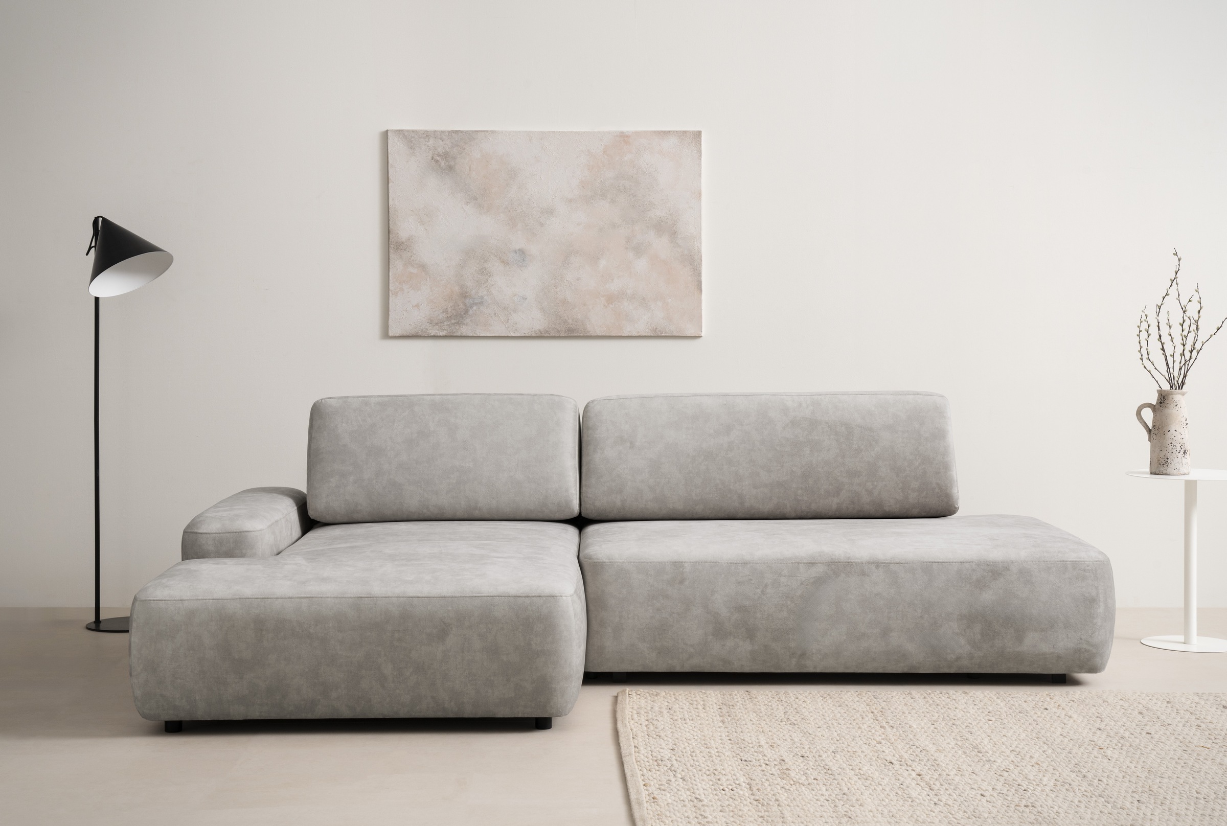 INOSIGN Ecksofa »TORGE, Schlafsofa Cord, Samtvelours u. Strukur fein, Couch in L-Form«, Schlaffunktion und Bettkasten, Liegefläche: 210x125 cm, neues Design