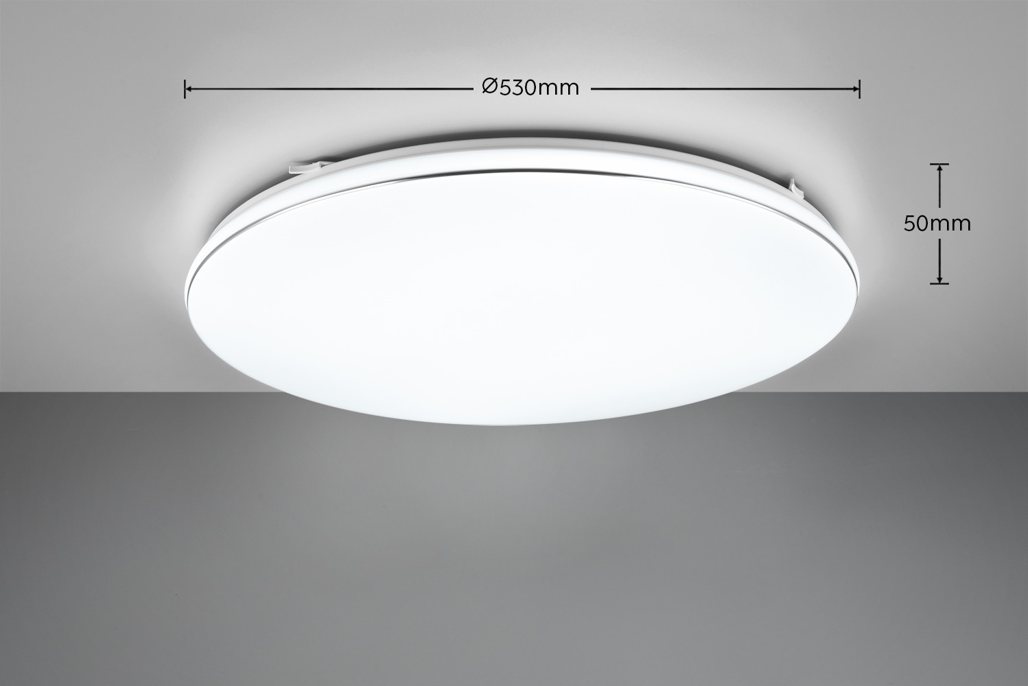 REALITY Leuchten LED Deckenleuchte »BLANCA, elegant schlichte weiße LED Deckenlampe mit Ø 53cm, kaltweiß«, 1 flammig, Leuchtmittel LED-Board | LED fest integriert, 3-Stufen dimmbar über Wandschalter, Deckenlampe für Büro Flur Treppe