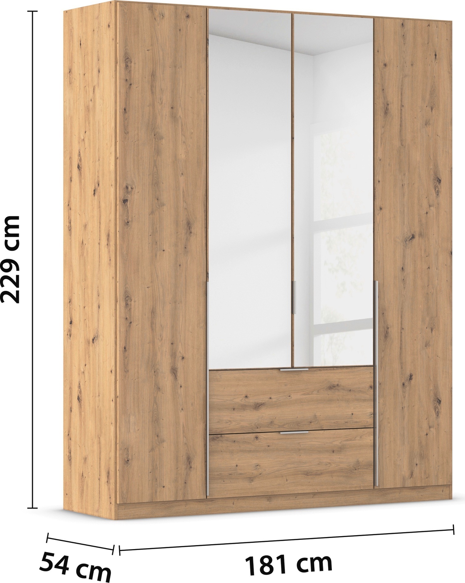 rauch Drehtürenschrank »Kleiderschrank Schrank Garderobe AGORDO mit Dekor- oder Hochglanzfront«, (in zwei Griff-Farben mit Dekor- oder Hochglanzfront), mit Außenschubkästen, in 6 Breiten und 2 Höhen MADE IN GERMANY