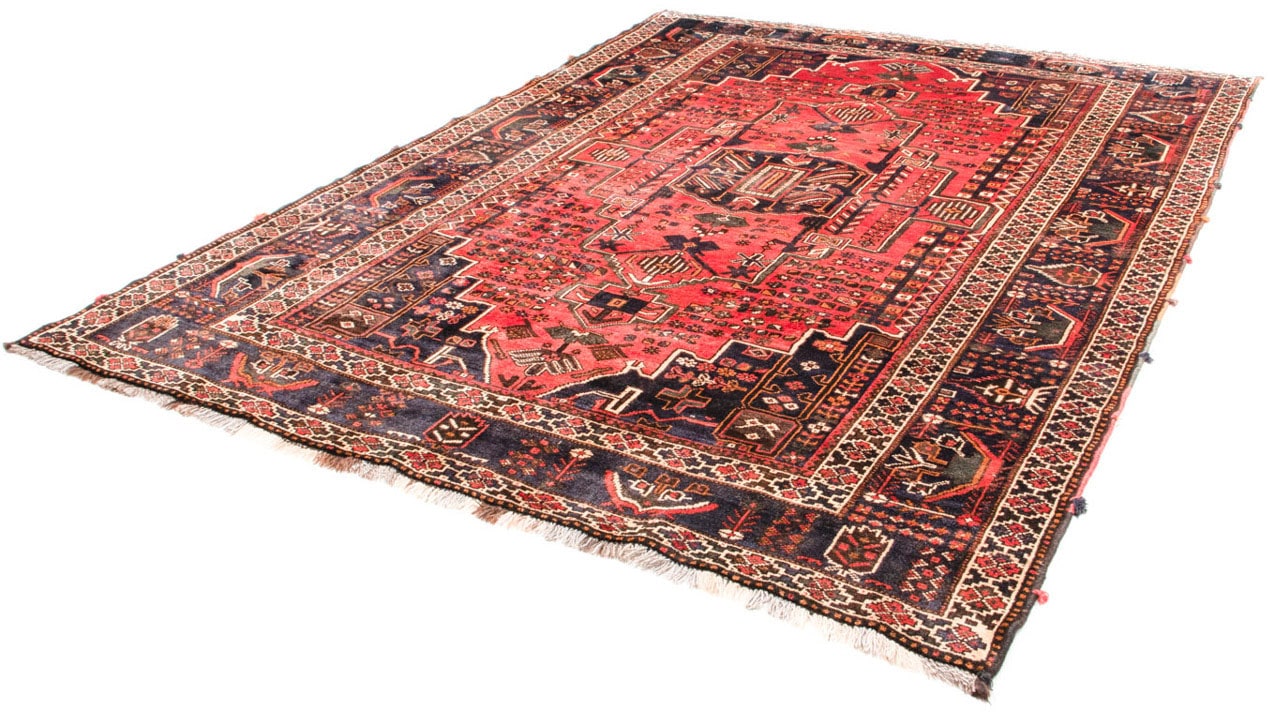 Wollteppich „Shiraz Medaillon Rosso 300 x 220 cm“, rechteckig, Unikat mit Zertifikat Rot 10 mm B/L: 220 cm x 300 cm – 10 mm