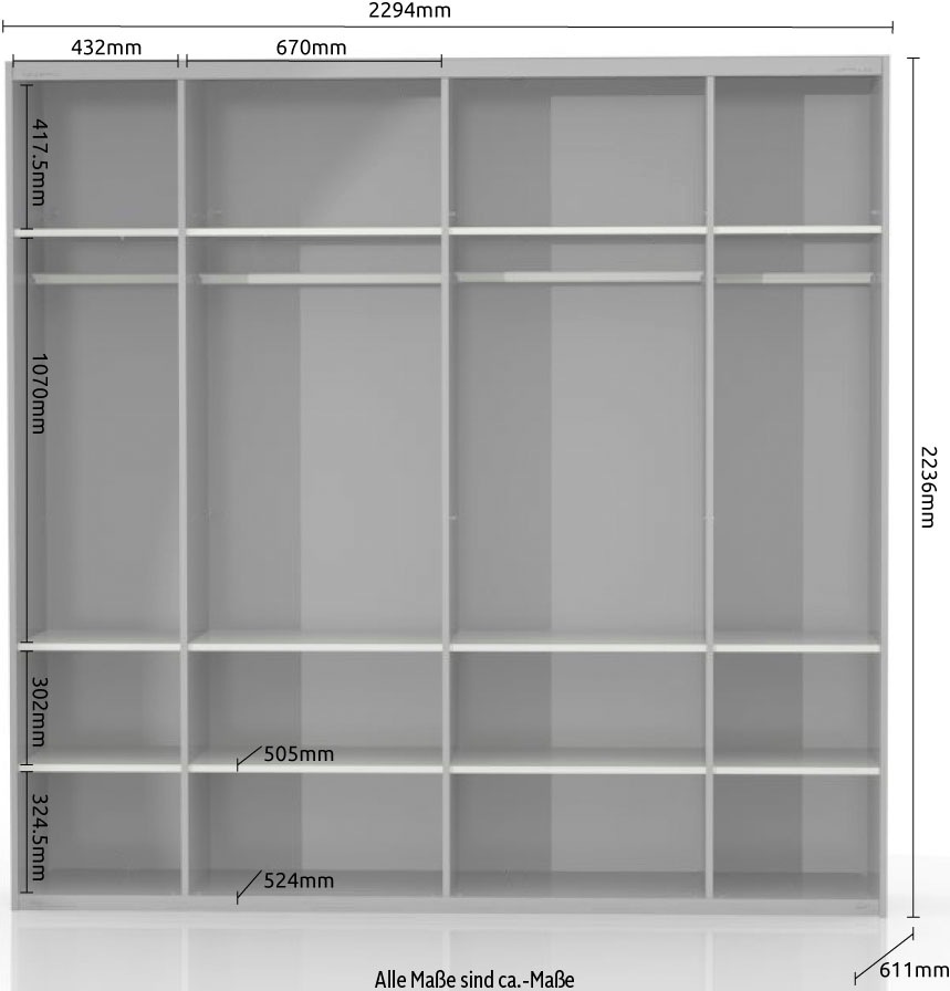Places of Style Schwebetürenschrank »Onyx«, Spiegelschrank hochwertig UV lackiert, Soft-Close-Funktion