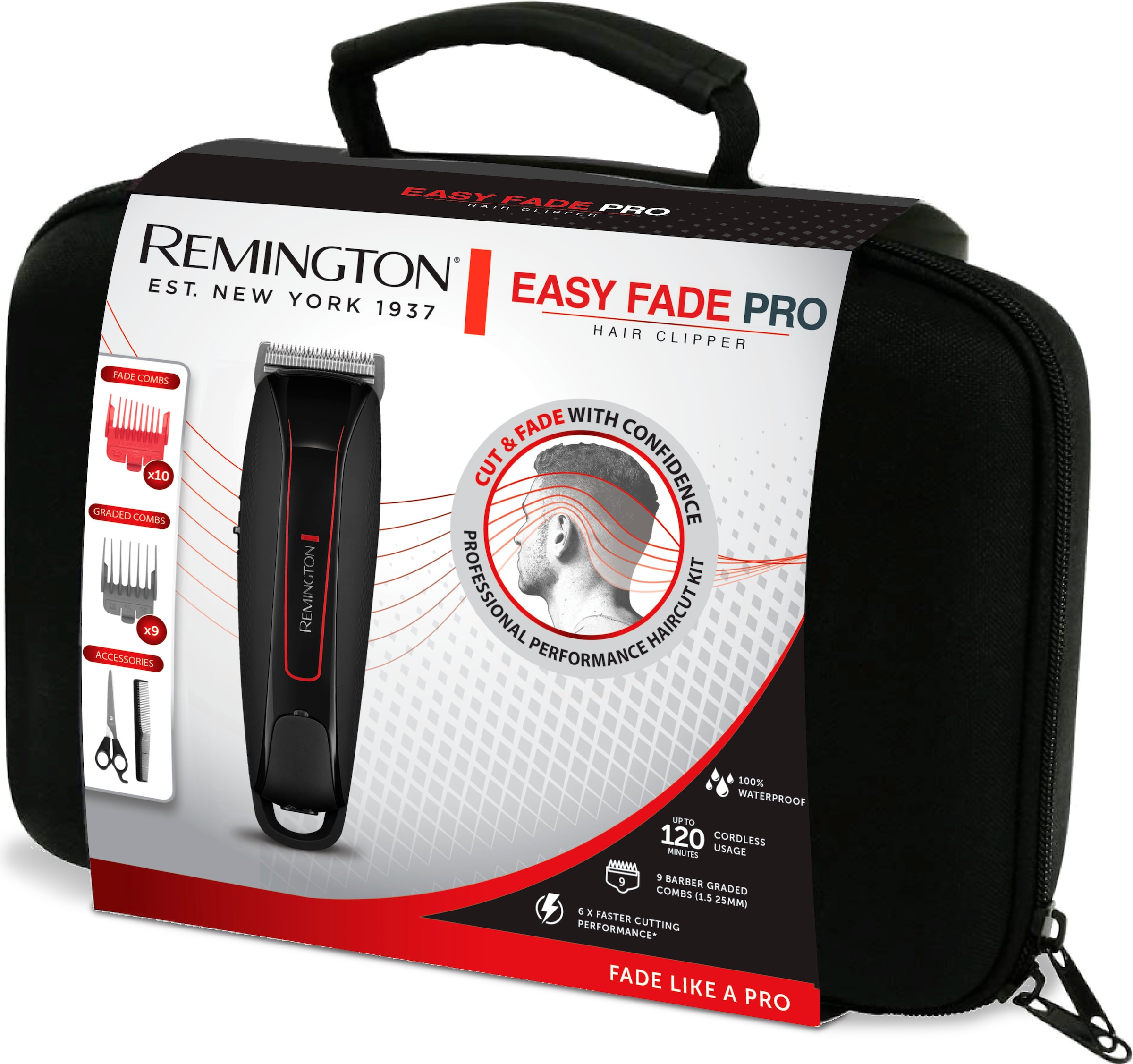 Remington Haarschneider »Easy Fade Pro HC550«, 19 Aufsätze, mit Barber-Fading-Technik, inkl. Schere & Kamm in Aufbewahrungstasche