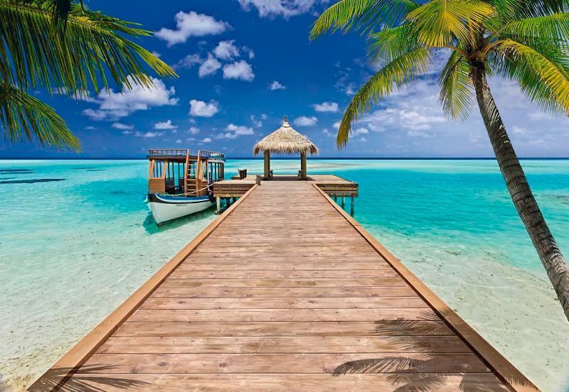 Komar Fototapete »Beach Resort - Größe 368 x 254 cm«, bedruckt, Wohnzimmer, Schlafzimmer