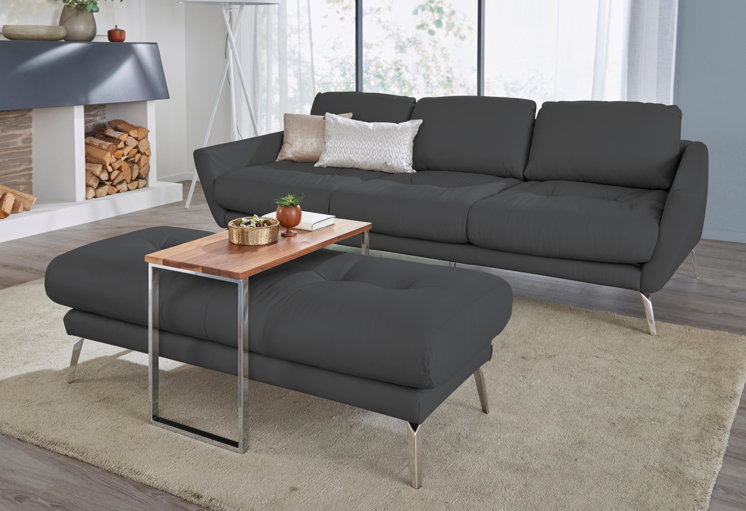 W.SCHILLIG Big-Sofa »softy«, mit dekorativer Heftung im Sitz, Füße Chrom glänzend