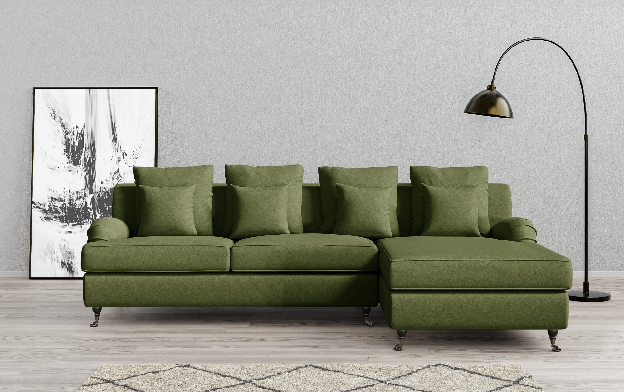 Guido Maria Kretschmer Home&Living Ecksofa »NORIN L-Form«, zwei Fußarten: vorne - Rollen, hinten - Holzfüße