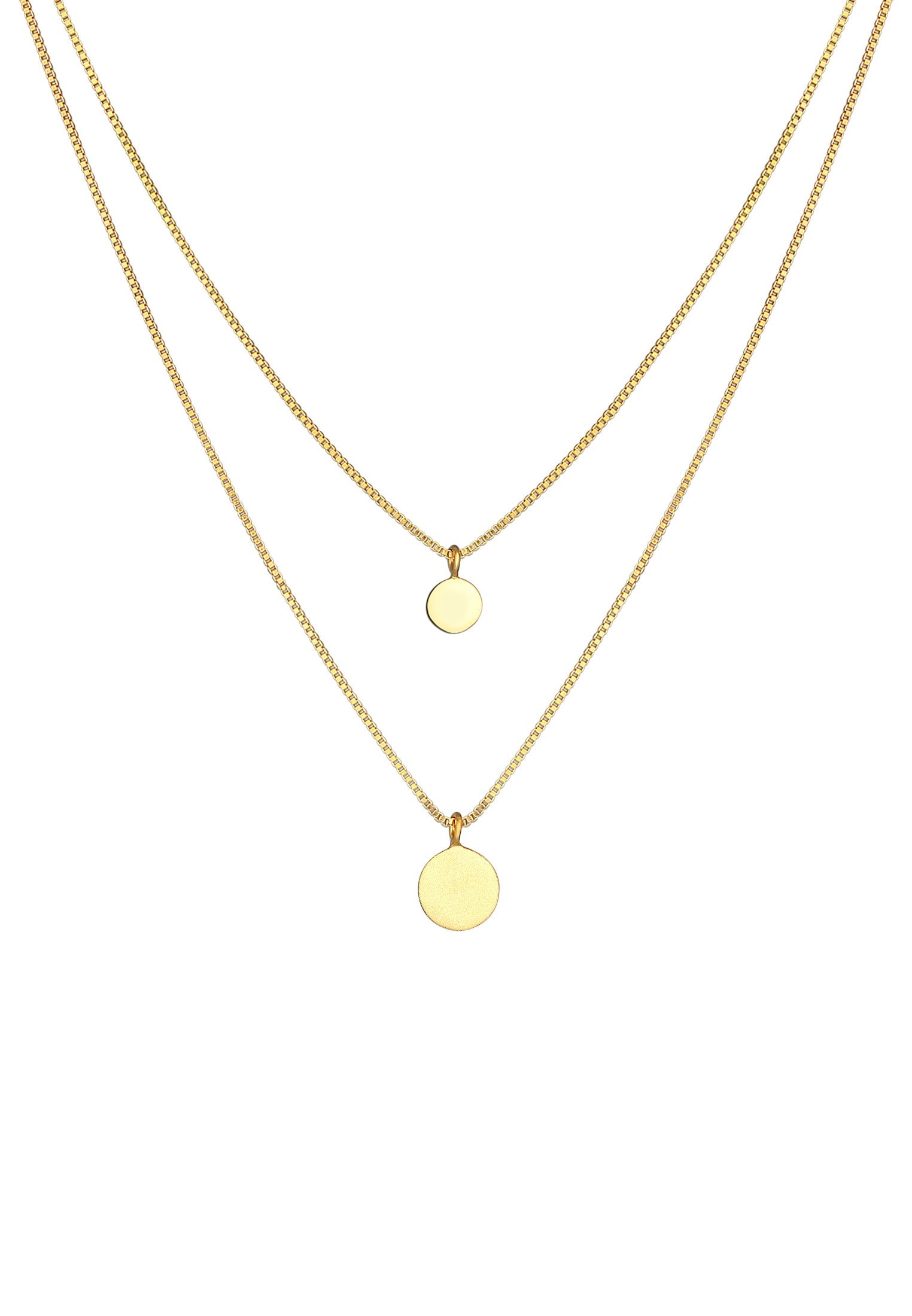 Elli Gliederkette »2-lagig Layer Coin Plättchen Struktur 925 Silber«