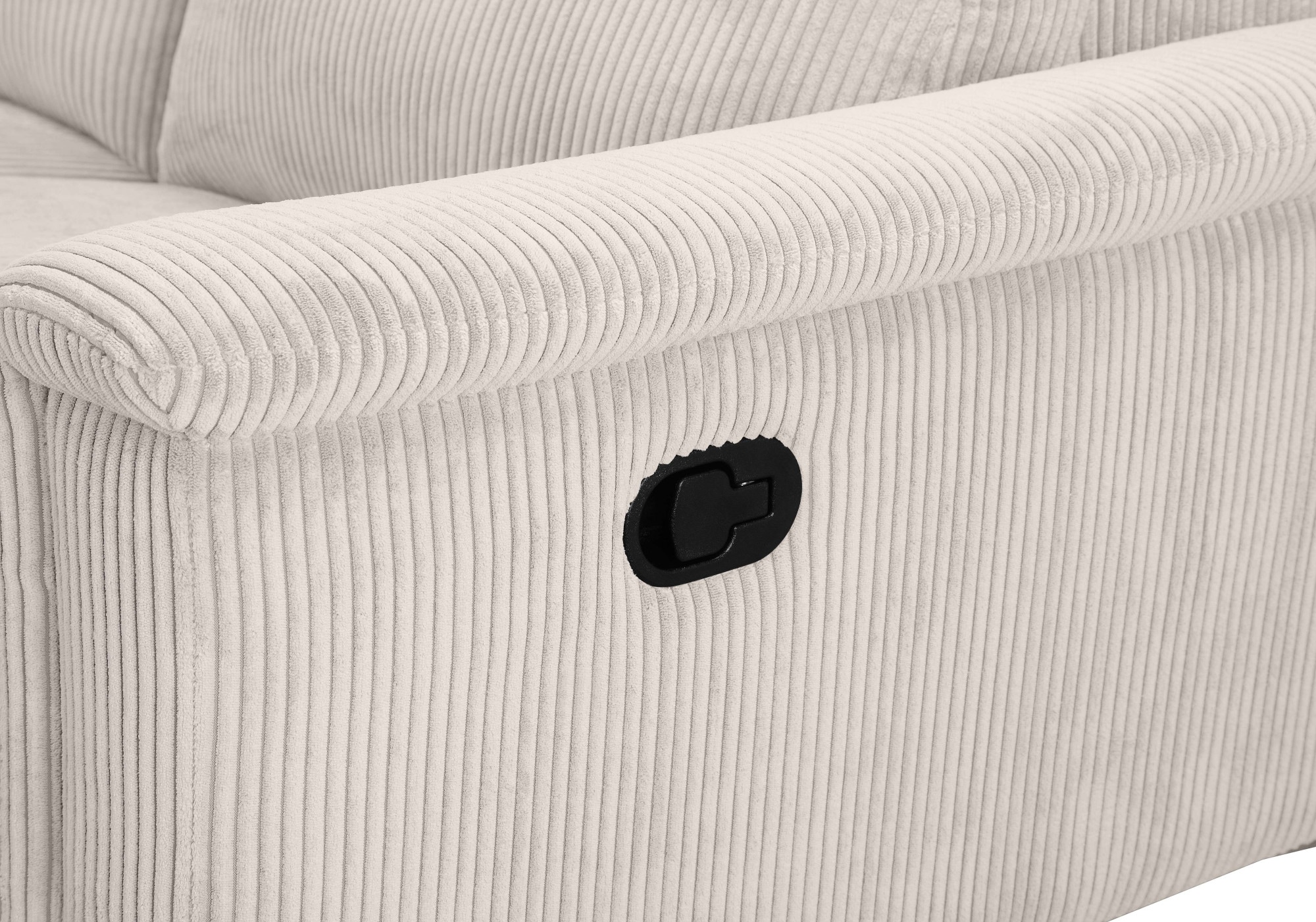 Places of Style Ecksofa »Lund in Cord, L-Form, 261 cm, manuelle und elektr. Relaxfunktion,«, USB-A und Kopfteilverstellung