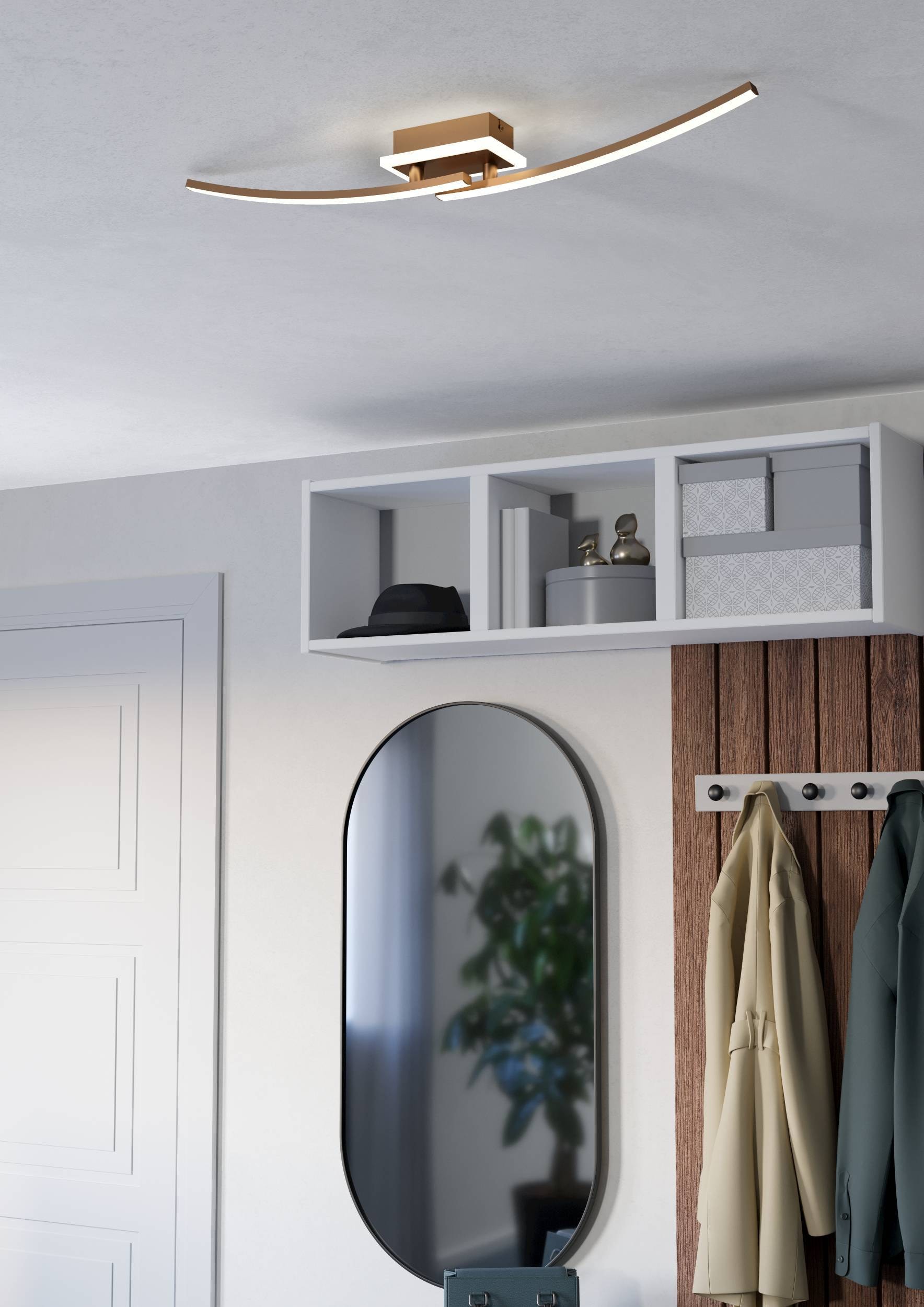 EGLO Deckenleuchte »Lungolago Deckenlampe,  Bürolampe Decke, Metall und Kunststoff, Lampe« LED-Modul 1 Stk. Neutralweiß Wand-/Deckenleuchte - L74 x B14 x H6 cm - bronze - 12W inkl.