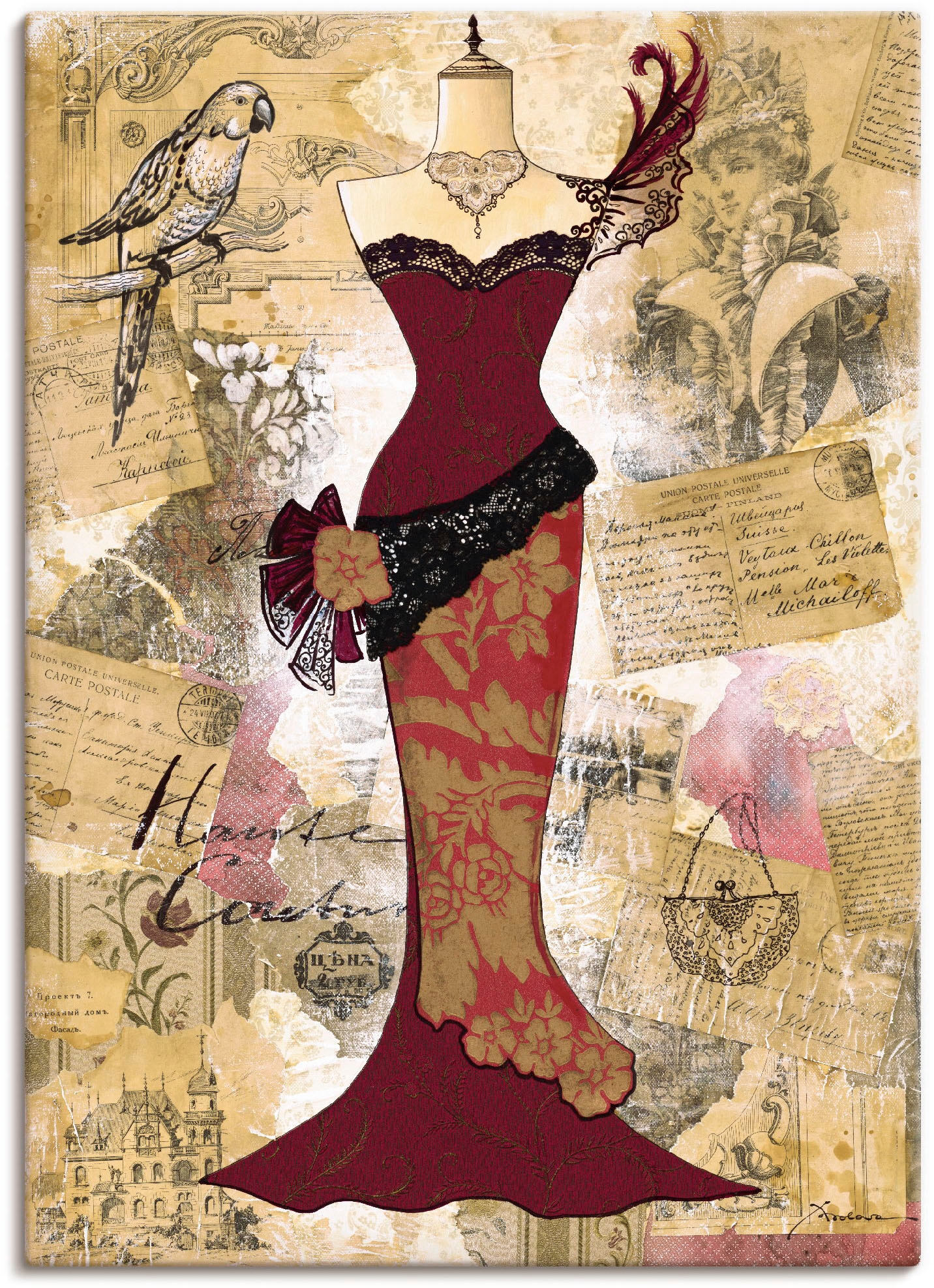 Artland Wandbild »Antikes Kleid - Collage« Mode 1 Stk. tlg. als Alubild, Ou günstig online kaufen