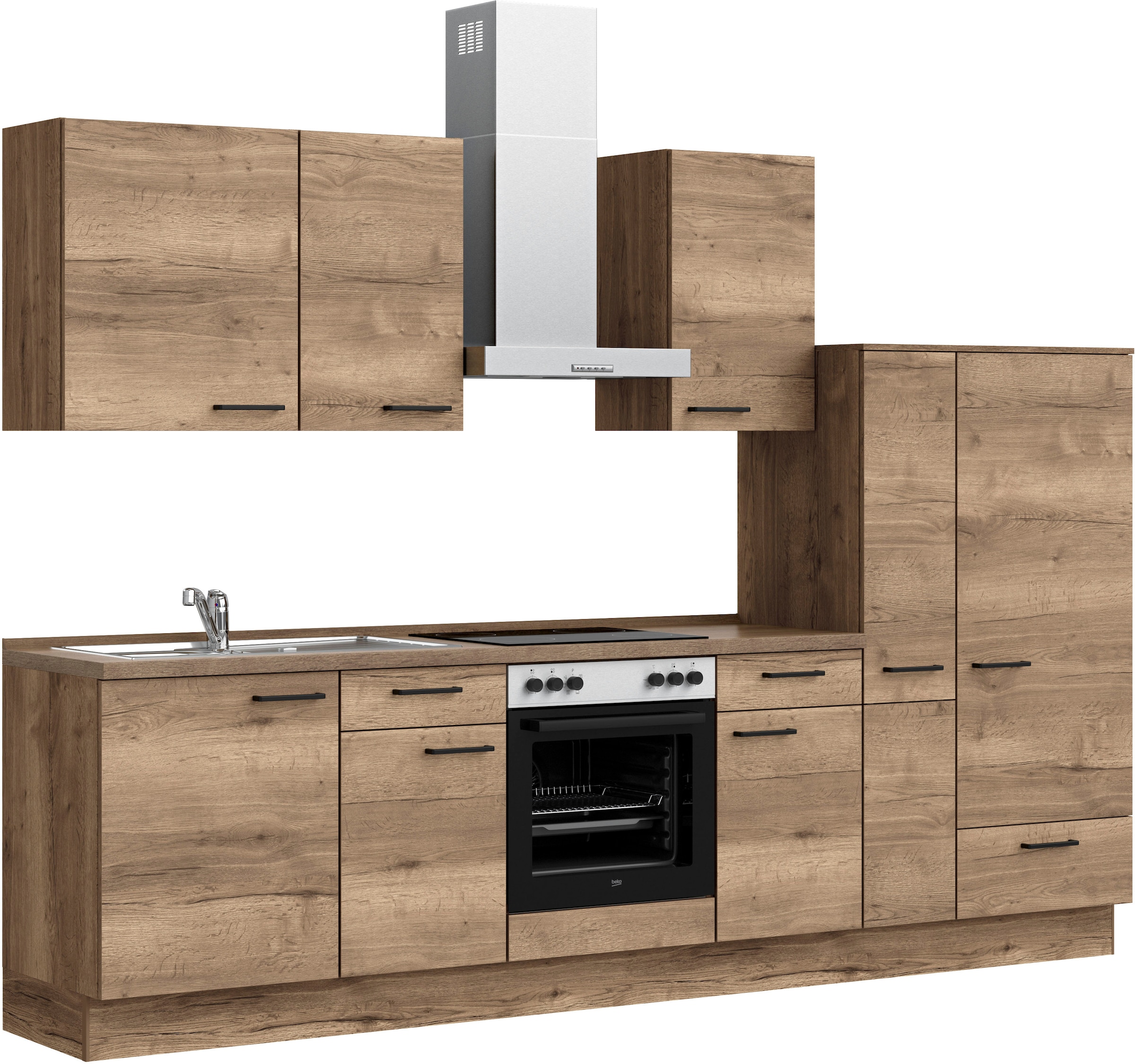nobilia® Küchenzeile »"Structura I"«, vormontiert, Ausrichtung wählbar, Breite 300 cm, wahlw. mit E-Geräten