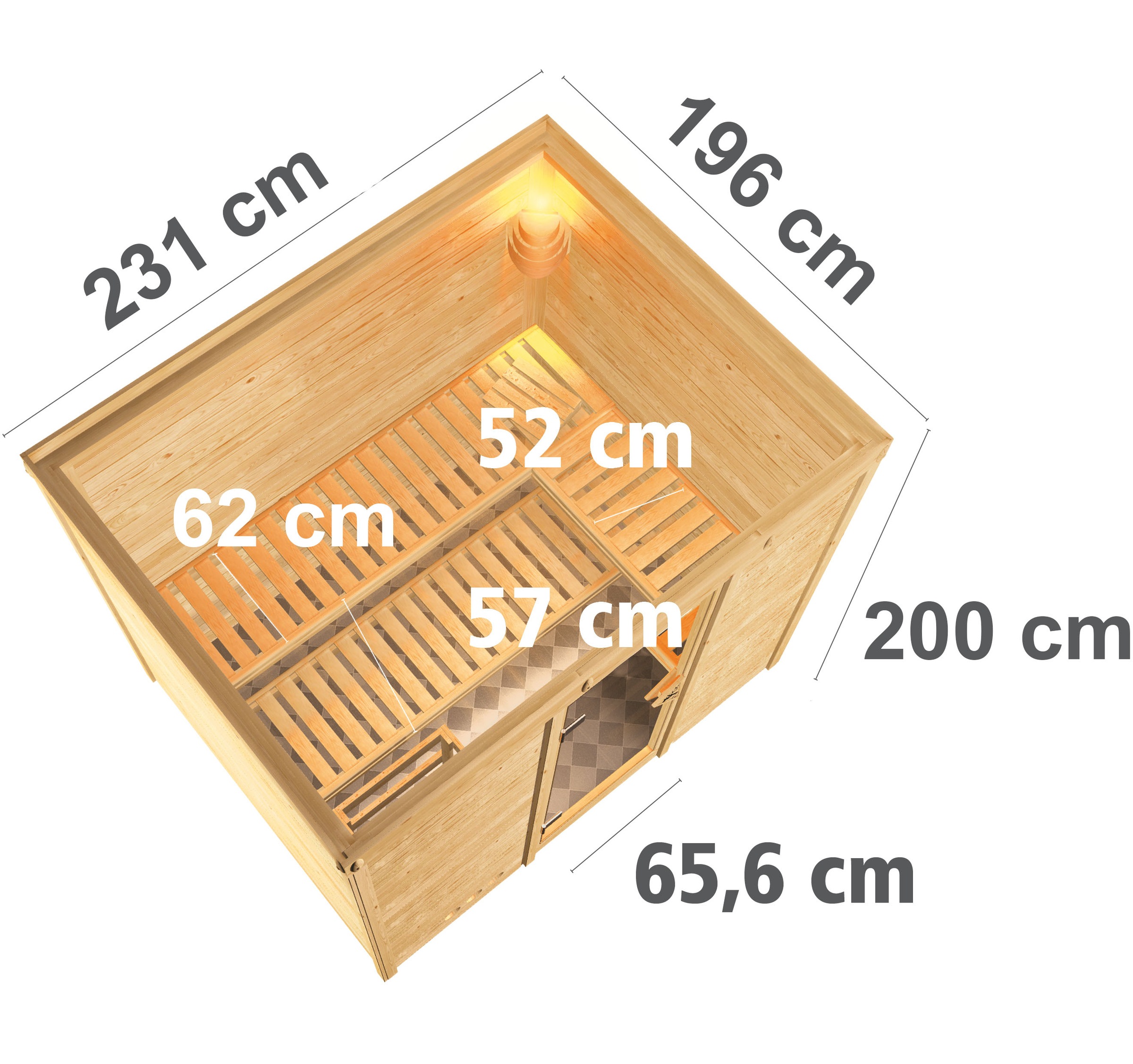 Karibu Sauna »Soraja« Set,  Ofen 9 KW externe Strg easy