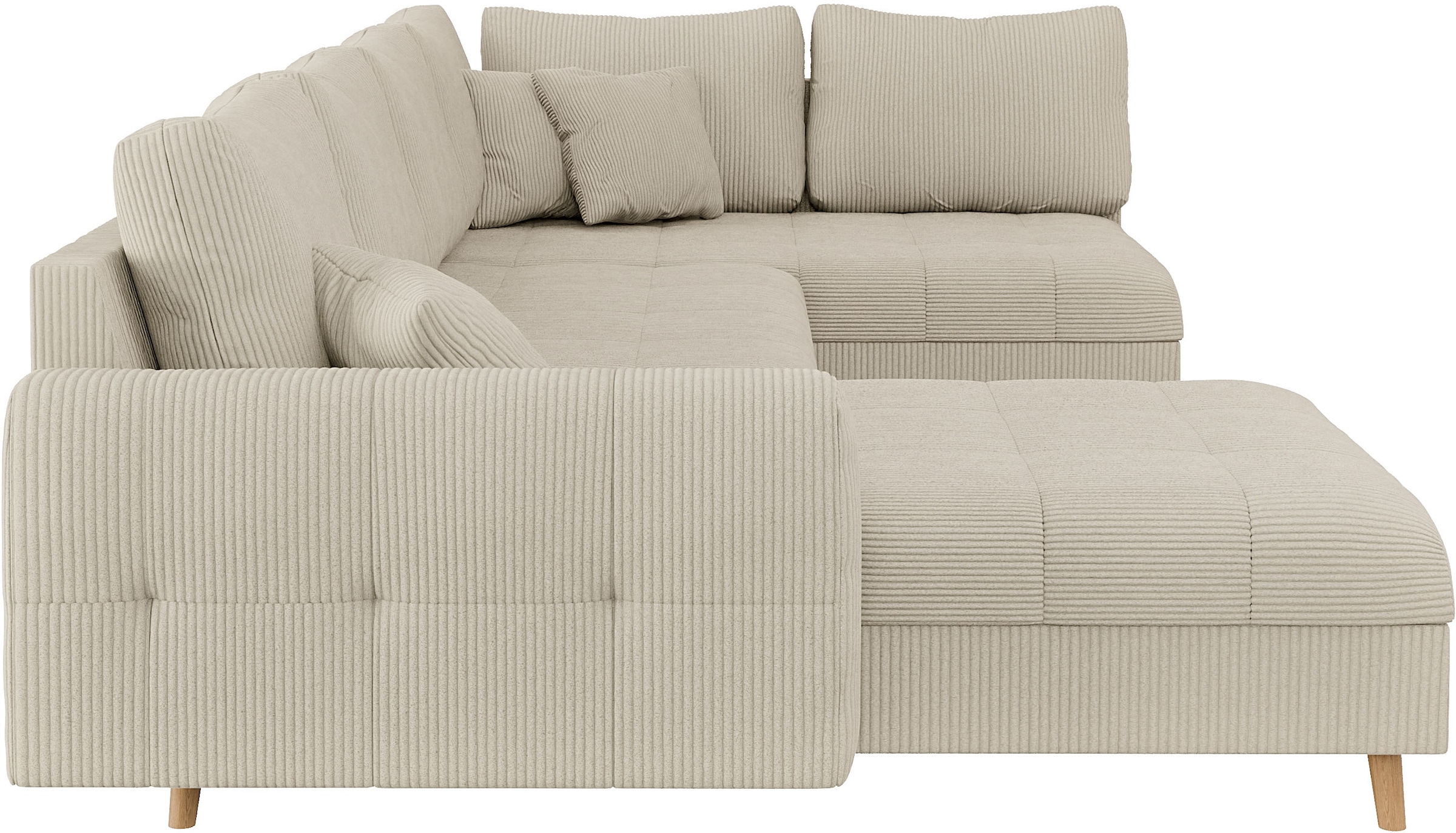 Home affaire Wohnlandschaft »CHARRE U-Form mit Ottomane, Maße B/T/H: 310/161/81 cm«, feine Steppung, lose Rücken- und Zierkissen, auch in Cord und Bouclé
