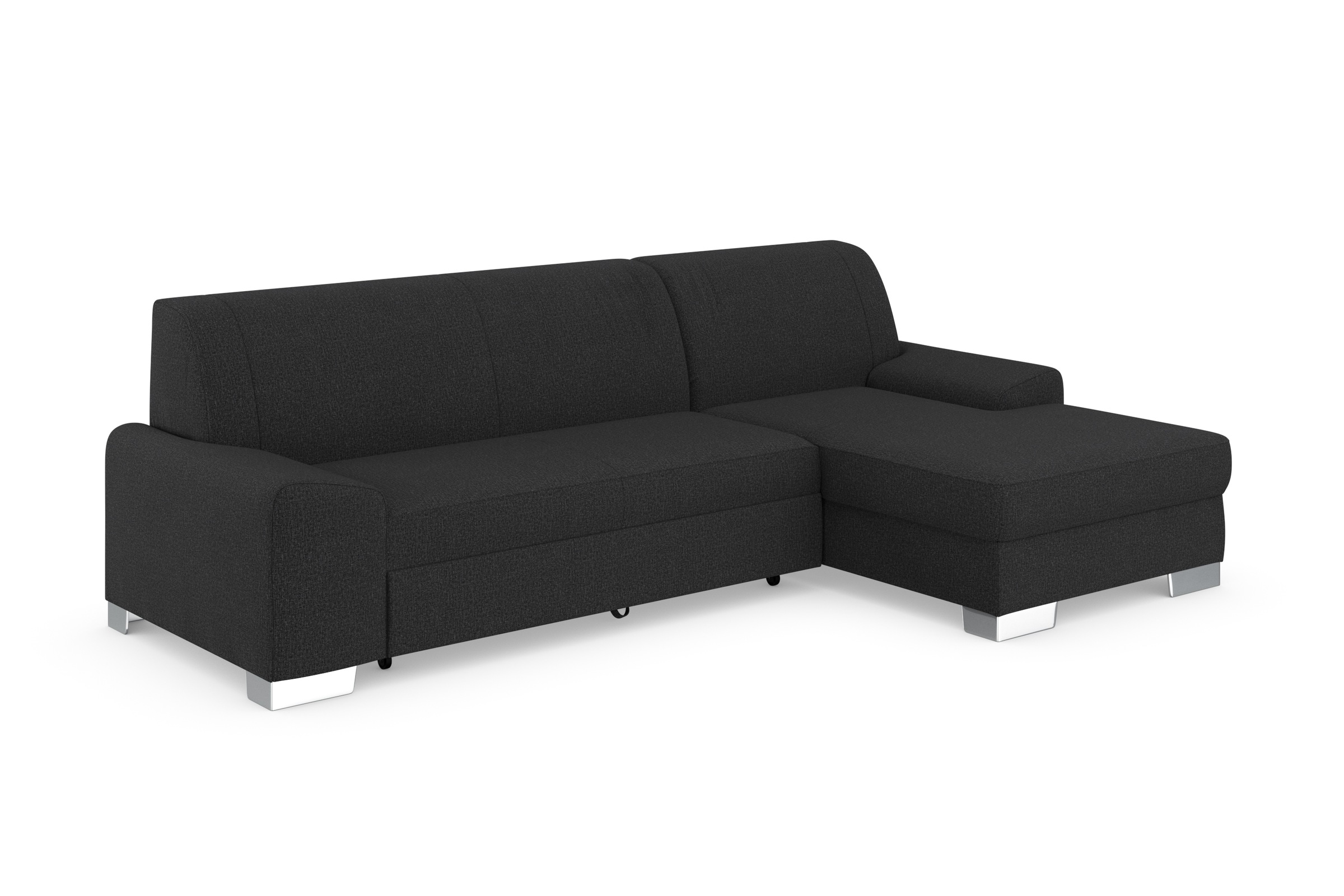 DOMO collection Ecksofa »Anzio L-Form, whlw. Bettfunktion, Federkern, hochwertig, Breite 271 cm«, Mit Bettfunktion, Recamiere rechts, Feinstruktur, anthratzit