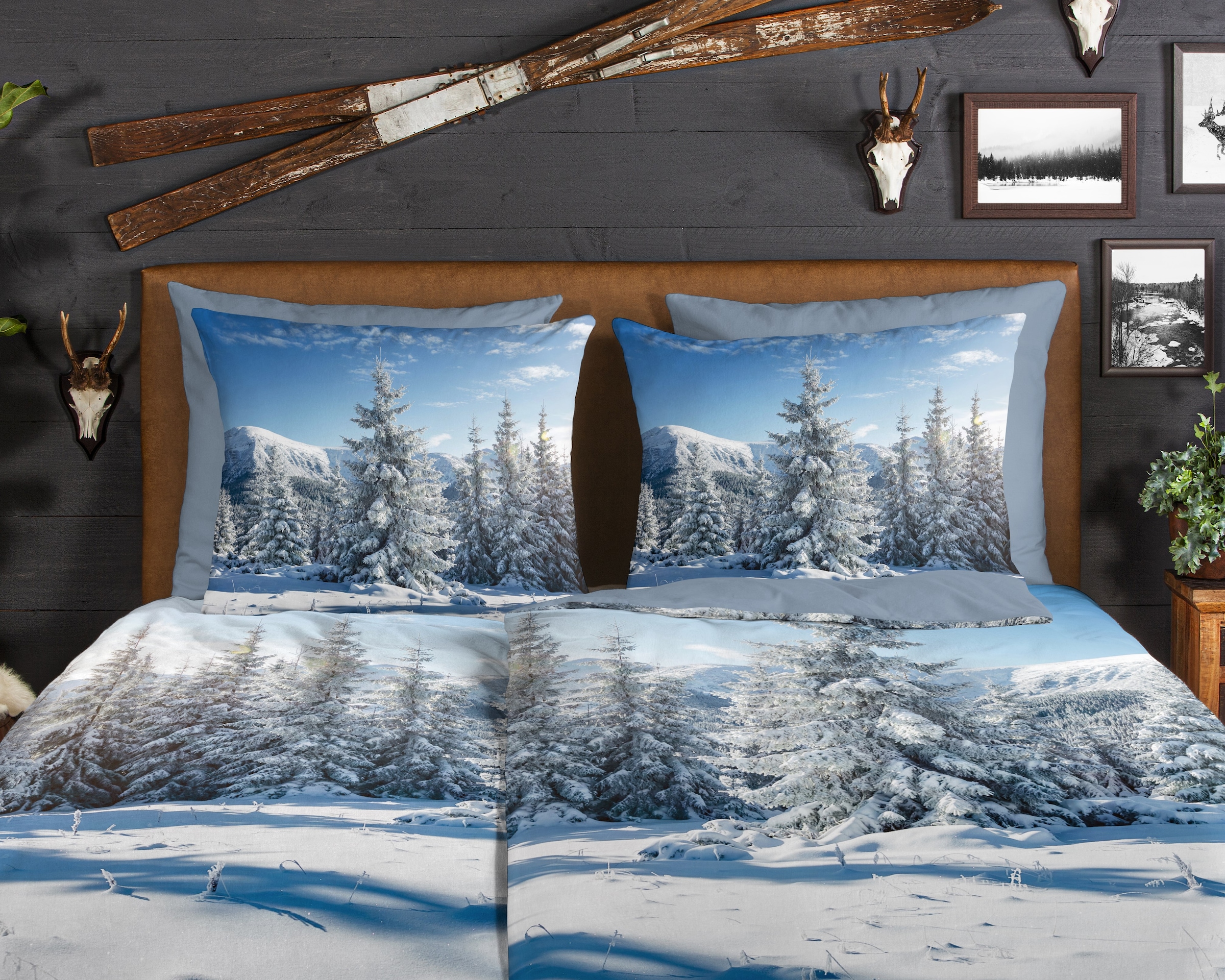 good morning Wendebettwäsche »Albert« 2 Stk. tlg. Flanell, Biber, Winter, Warm, Reißverschluss, Wendeoptik, Schnee