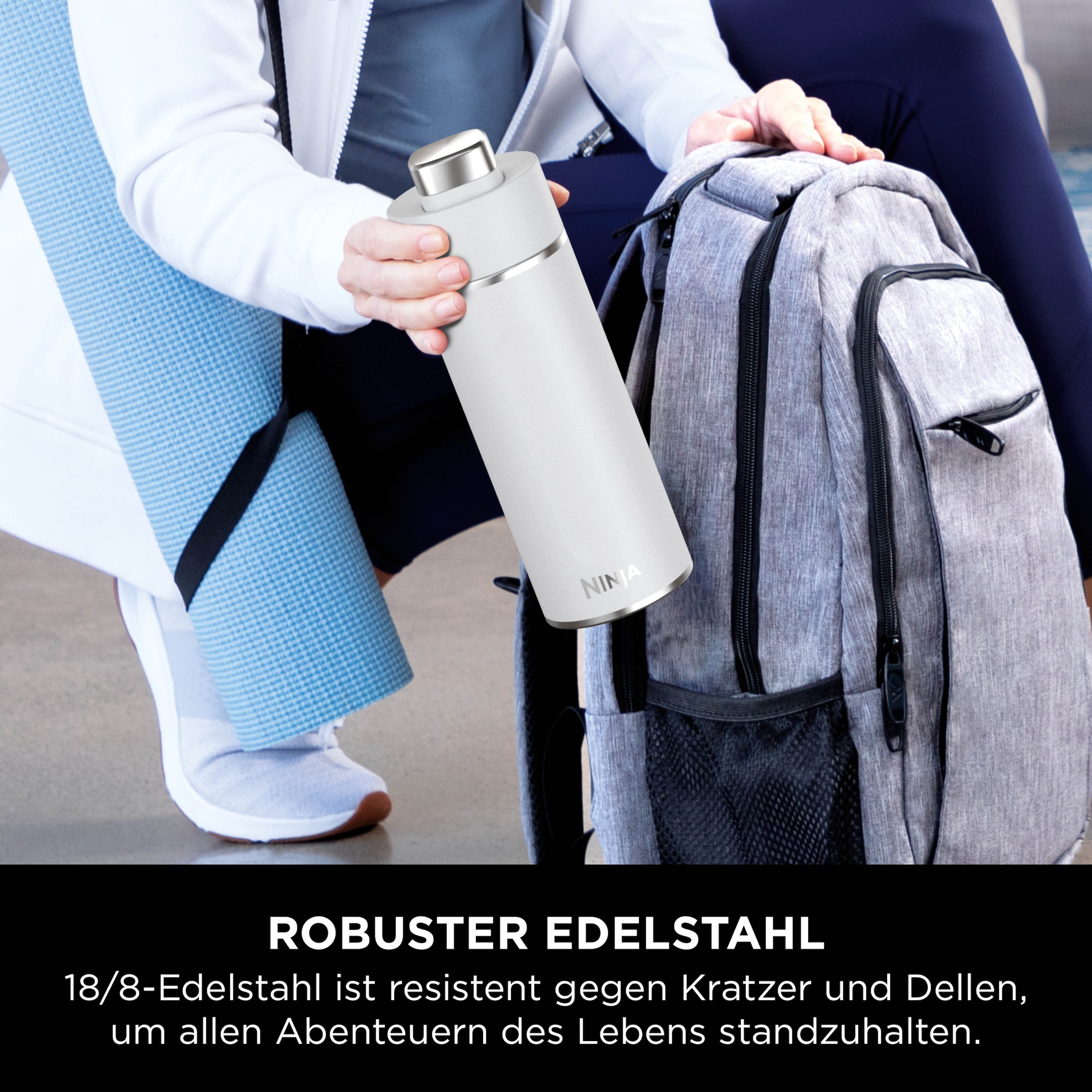 NINJA Isolierflasche »Ninja Thirsti Reiseflasche – 530 ml DW1801EUU / 700 ml DW2401EUU«, Getränke bleiben 24 Stunden kalt, 12 Stunden heiß, Eis hält 2 Tage