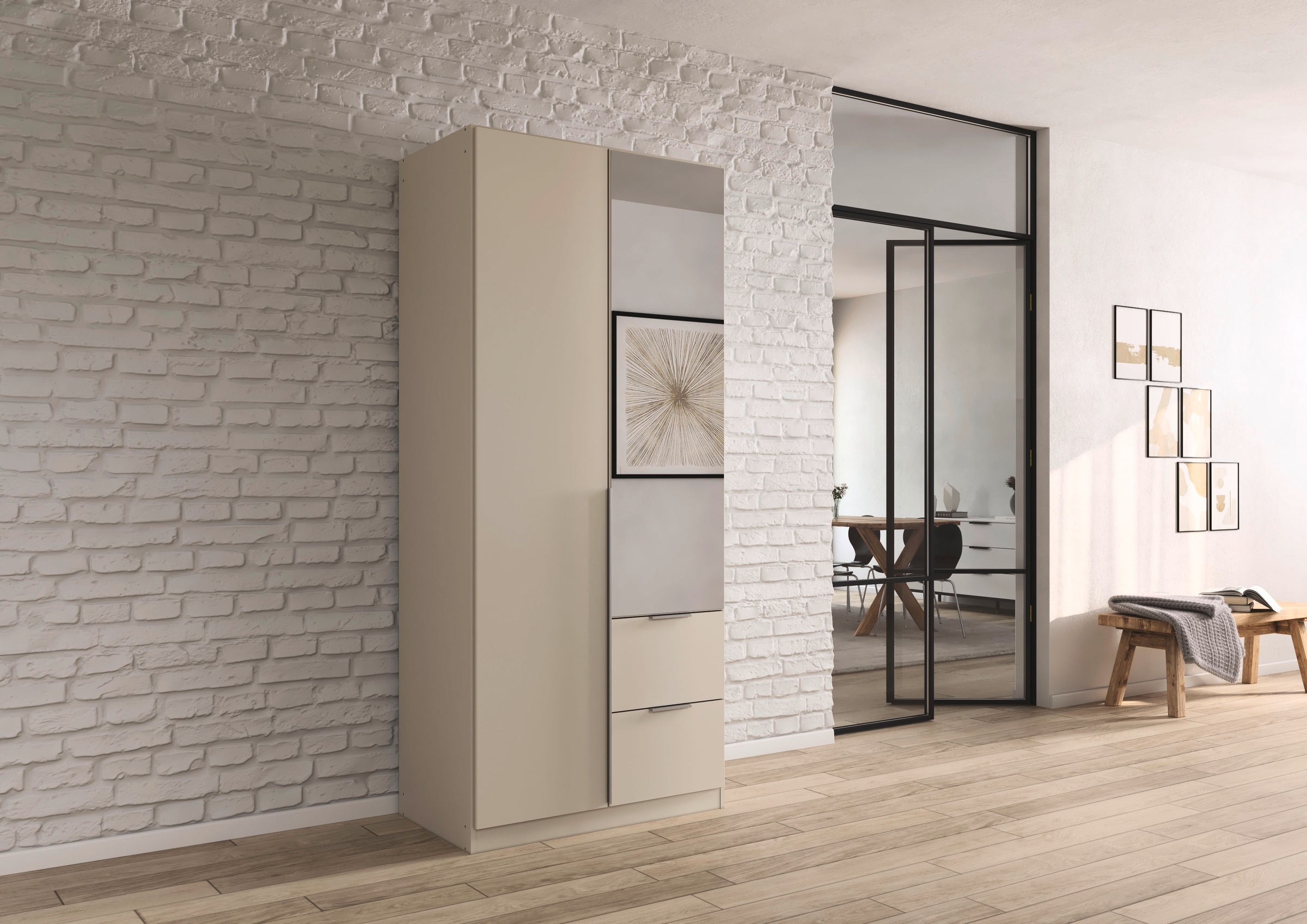 rauch Drehtürenschrank »Kleiderschrank Schrank Garderobe AGORDO mit Dekor- oder Hochglanzfront«, mit Außenschubkästen, in 6 Breiten und 2 Höhen MADE IN GERMANY