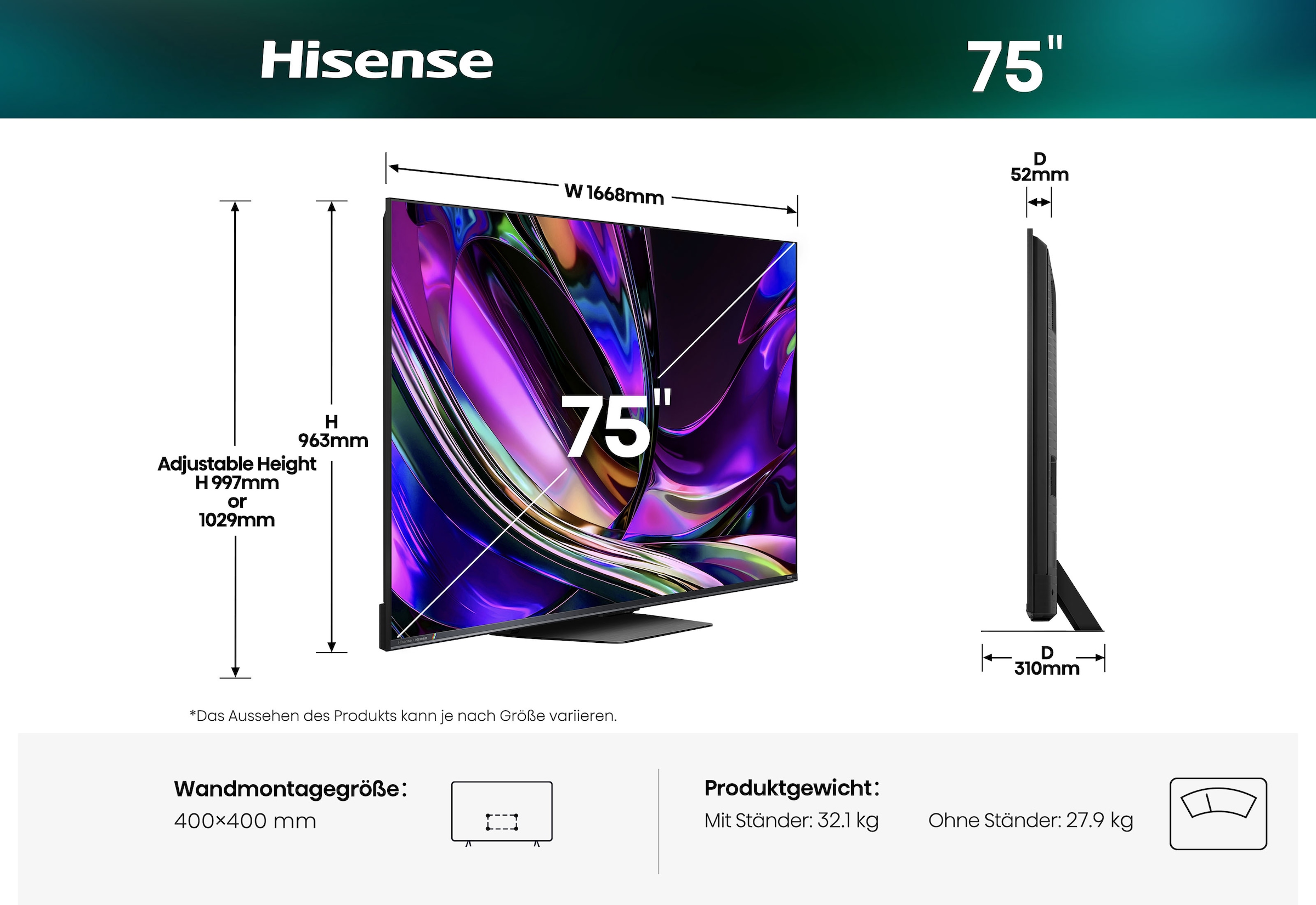 Hisense Mini-LED-Fernseher »75UR8DS« 189 cm/75 ″ Smart-TV