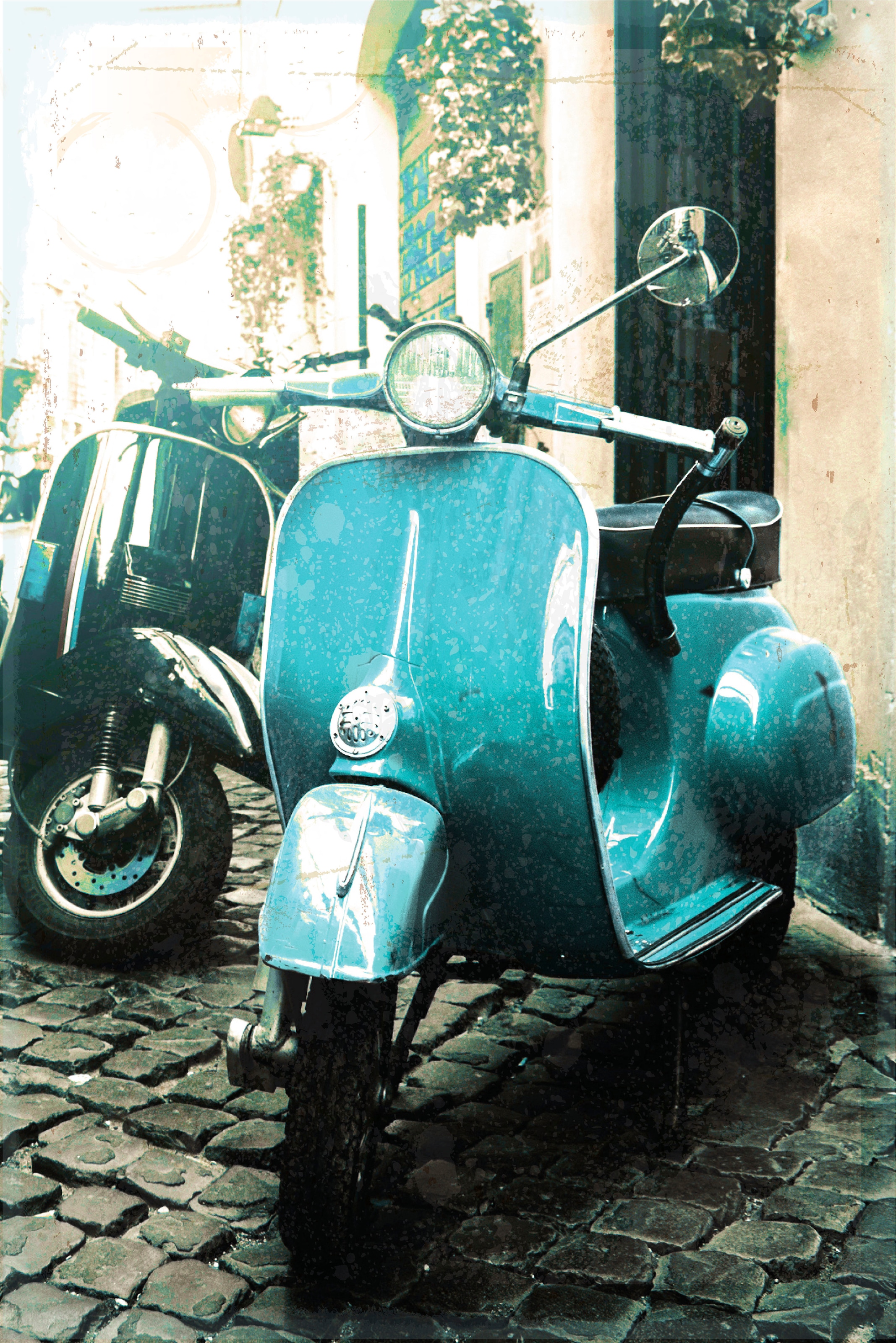 queence Metallbild »Scooter«, Rom-Florenz-Fahrzeuge-Motorräder & Roller, (1 St.), Stahlschild, Blechschild, Retro, Mororroller, Italien