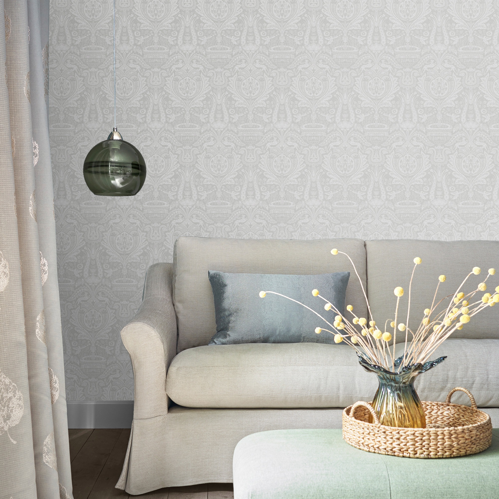 LAURA ASHLEY Vliestapete »Heraldic Damask« gemustert FSC® zertifiziert, mit lebhaftem Druck, 10 Meter Länge