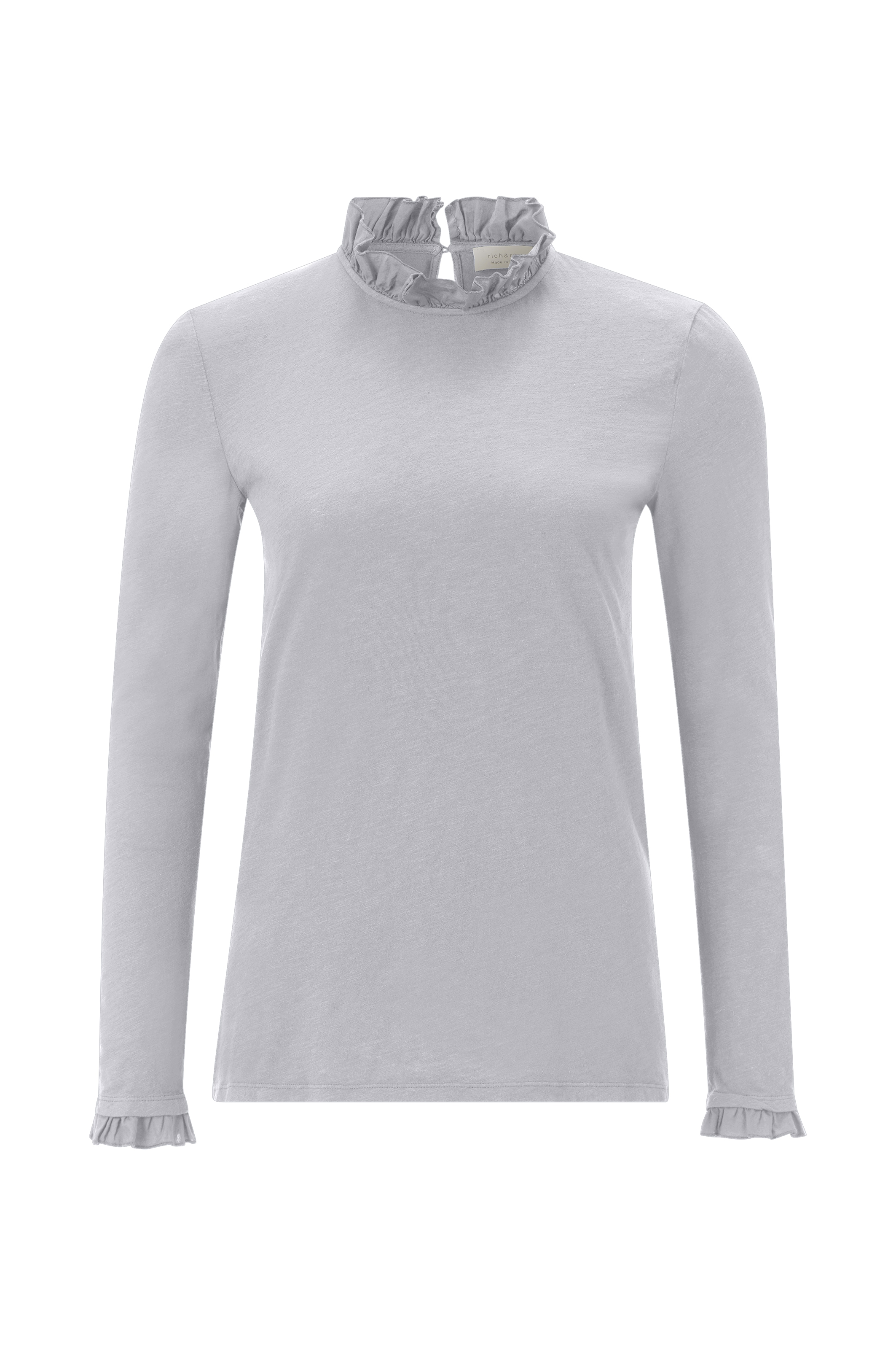 RICHROYAL Langarmshirt »2409 O Slub F LS«, mit Rüschenkante an Ausschnitt und Ärmelsaum