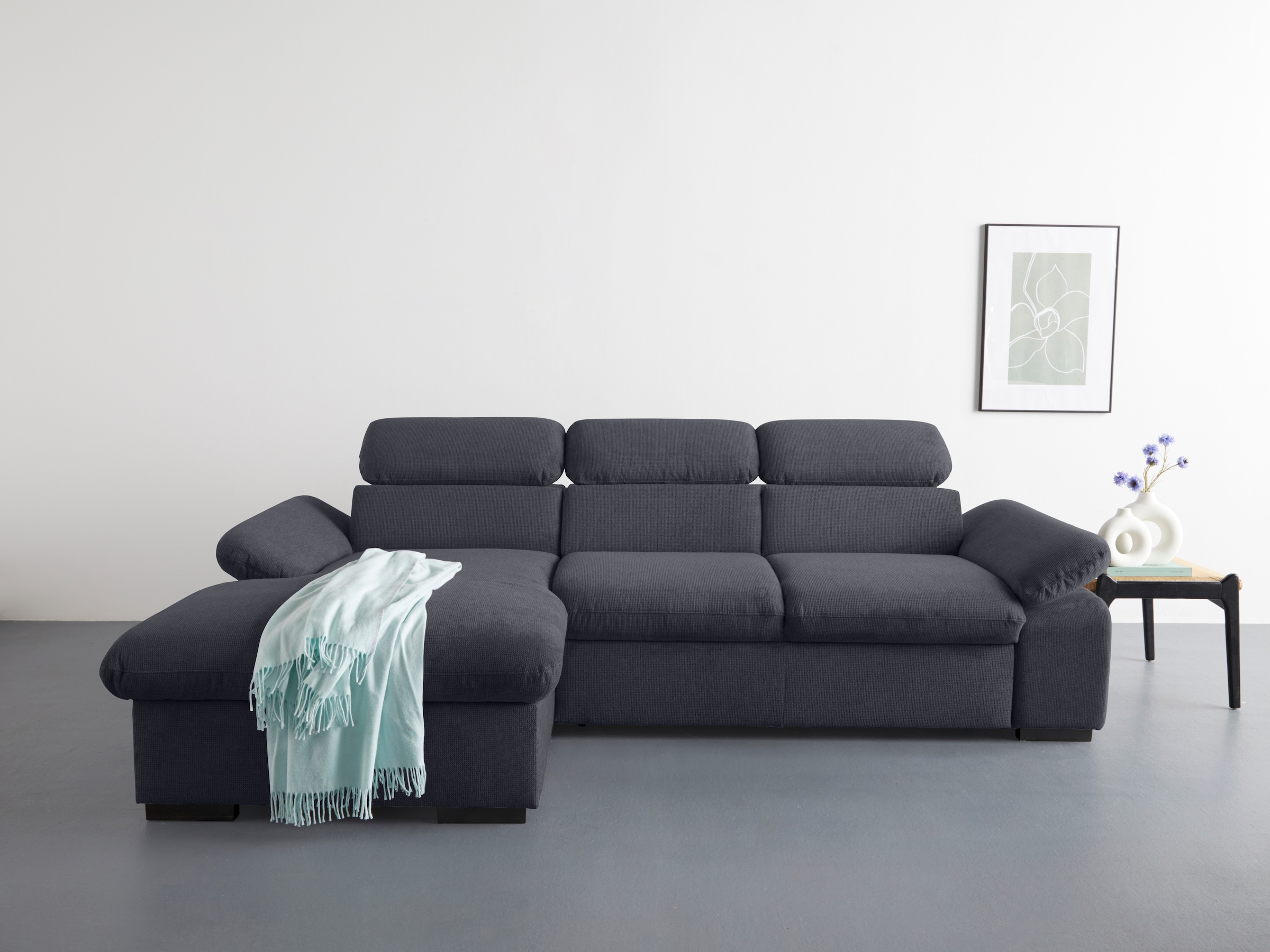 COTTA Ecksofa »Lola L-Form mit Kopfteilfunktion & Hocker« wahlweise mit Bet günstig online kaufen