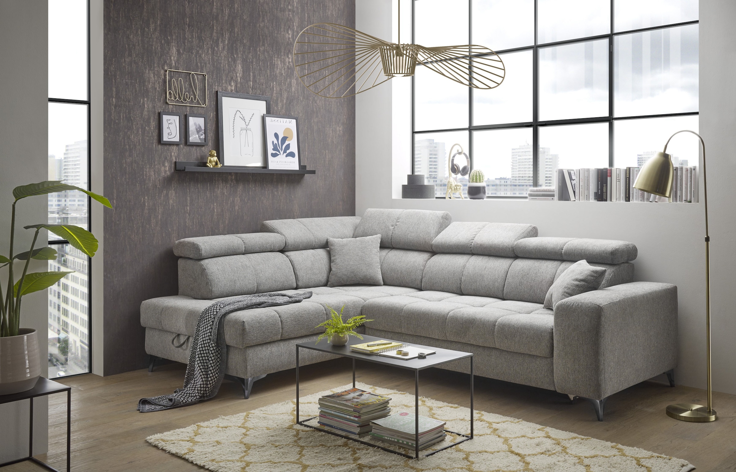 ED EXCITING DESIGN Ecksofa "Sydney L-Form", mit Bettfunktion, Bettkasten, K günstig online kaufen
