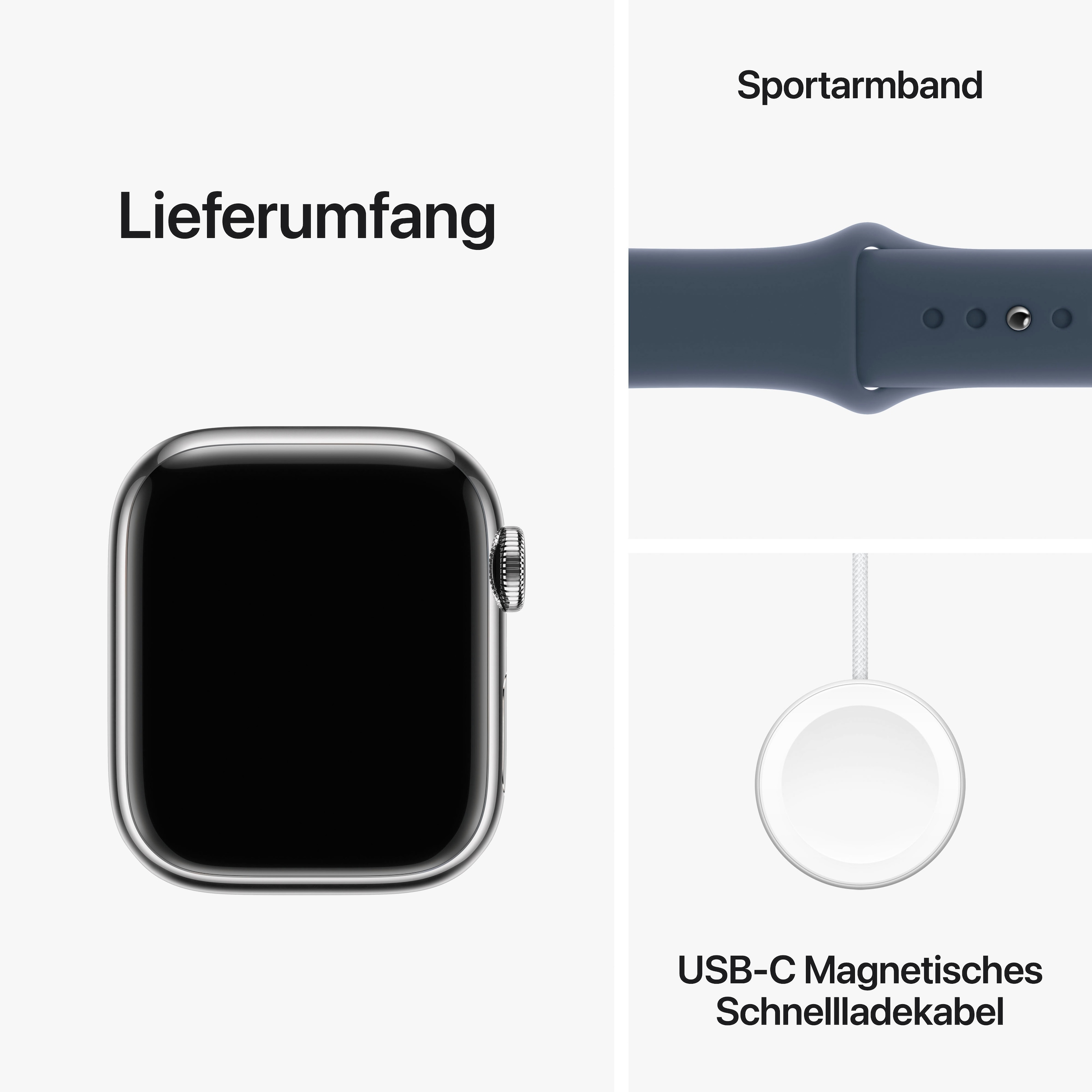 Apple Smartwatch »Watch Series 9 GPS + Cellular 41mm Edelstahl S/M«, (Watch OS 10 Sport Band)