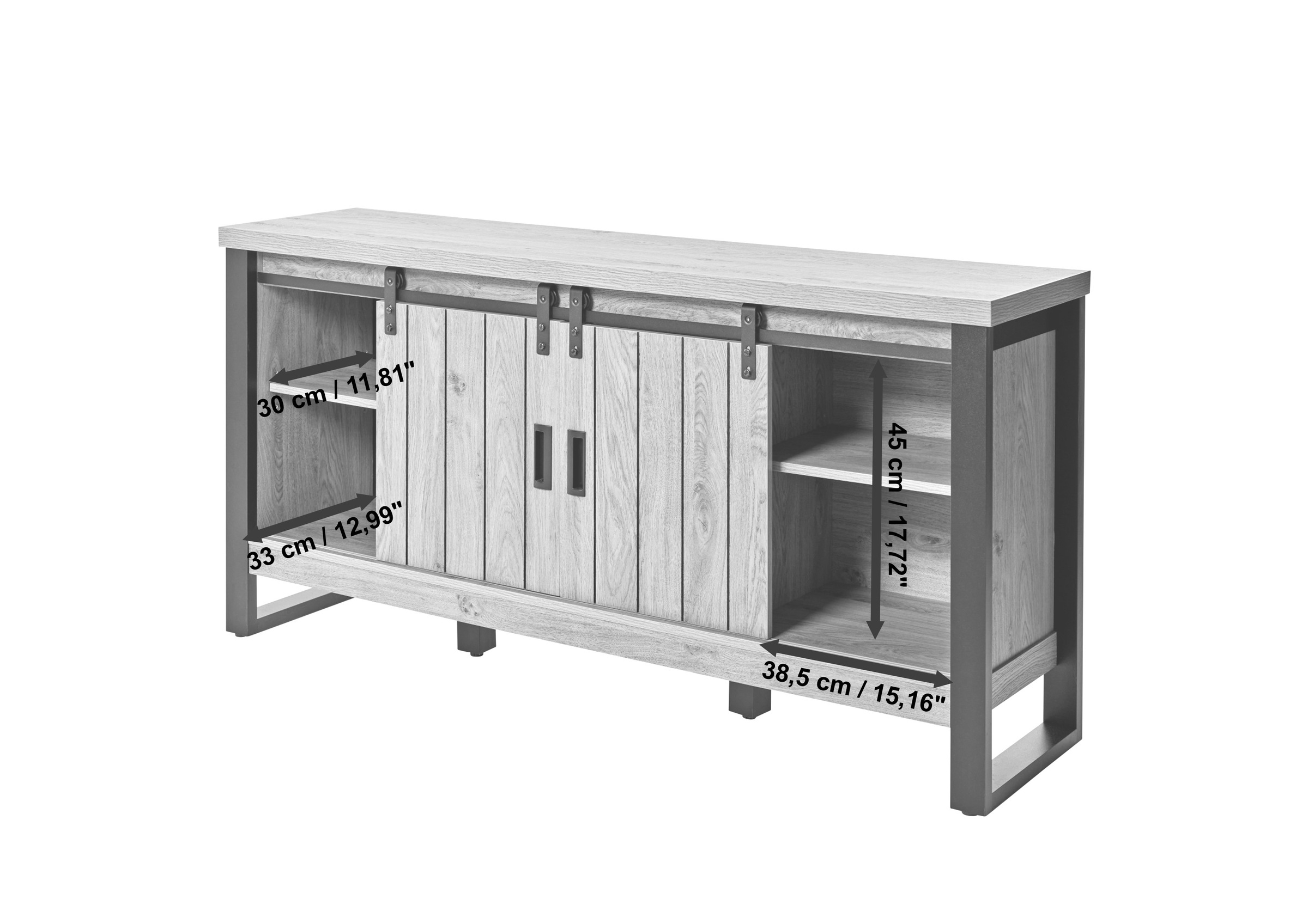 Jahnke Sideboard »SLIDE SBS 150«, (1 St.), Sideboard mit 2 Schiebetüren, Metallgestell, Breite ca. 150cm