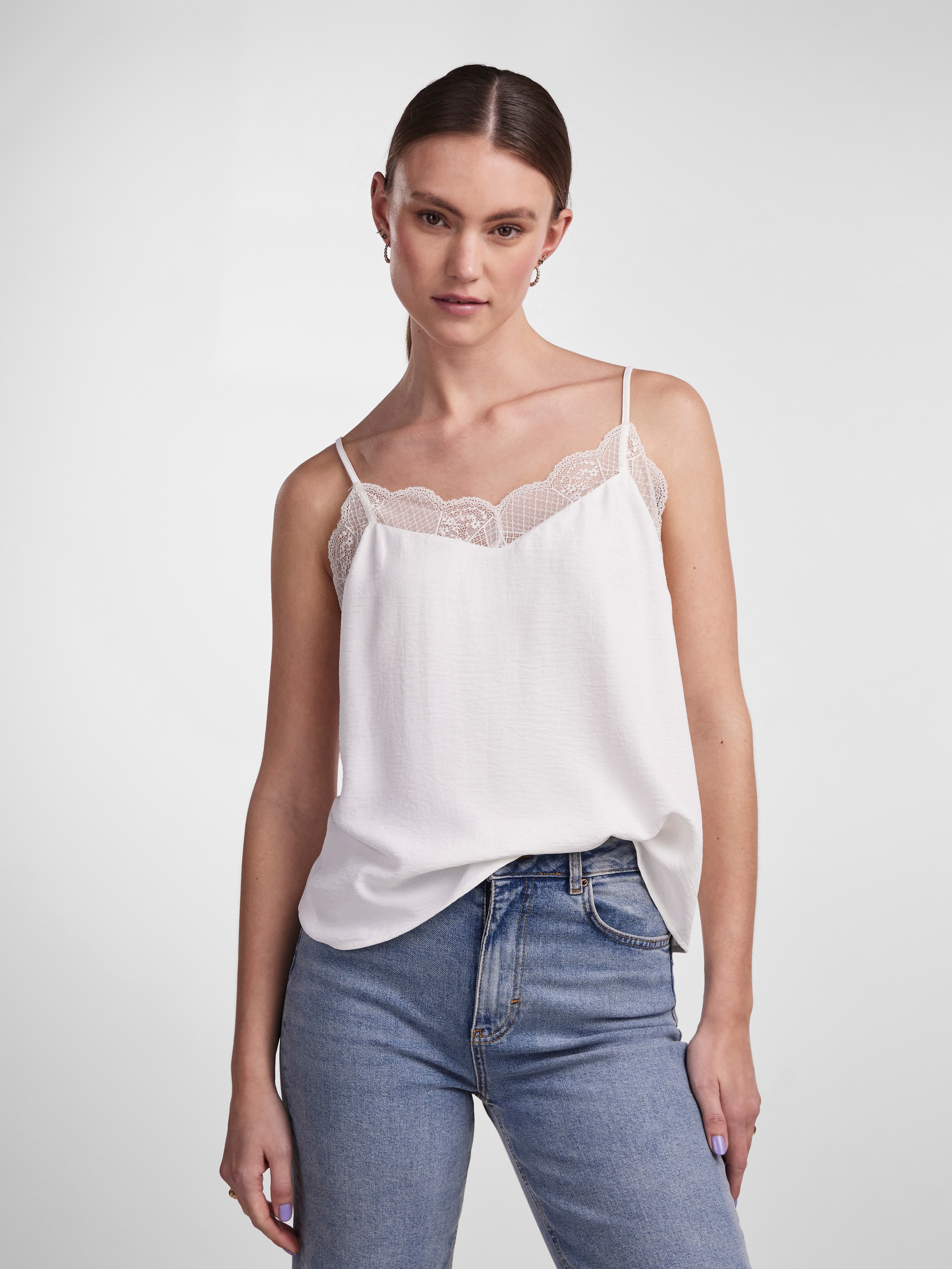 pieces Trägertop »PCTIFFANY STRAP LACE TOP WVN NOOS BC« Kunstfaser, regular fit