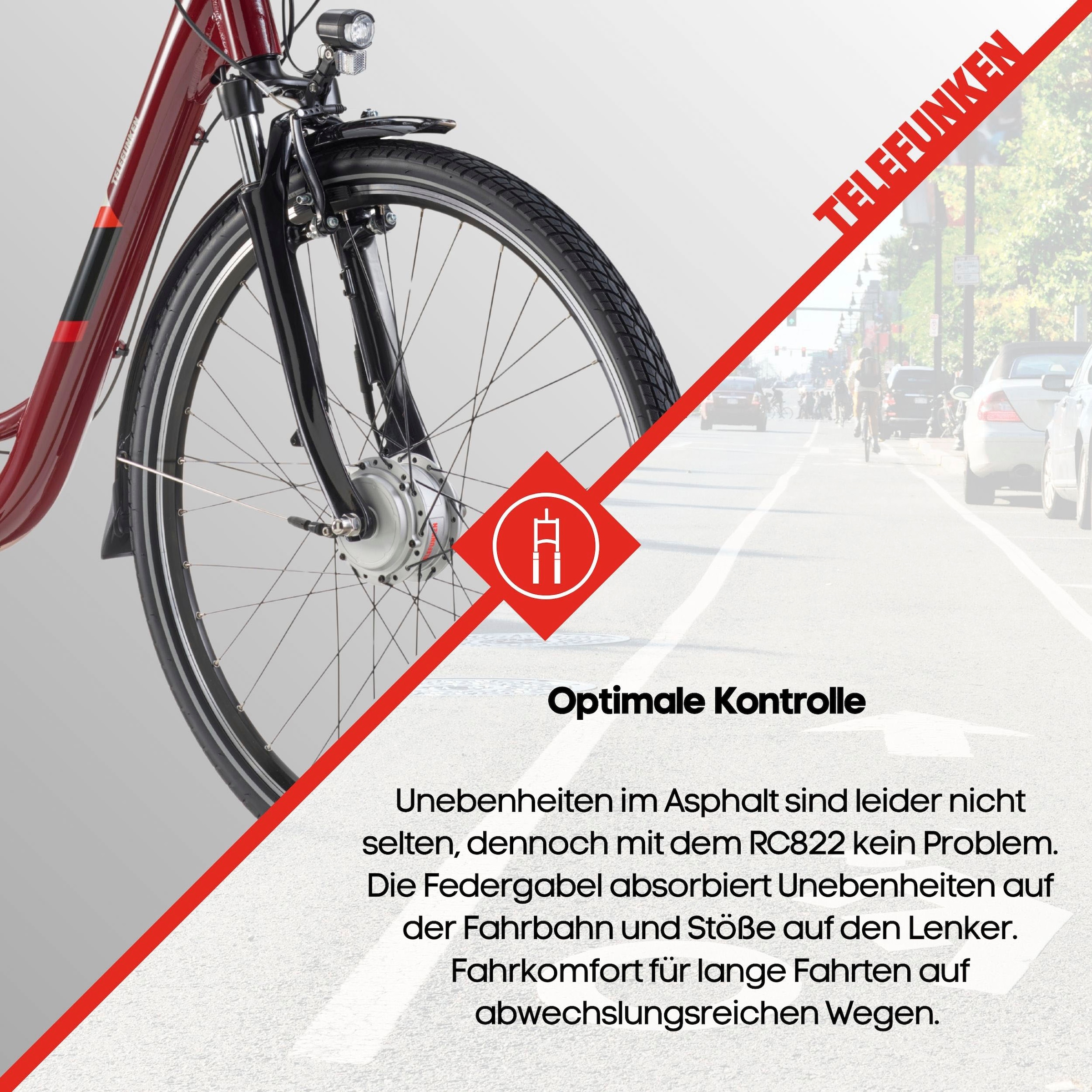 Telefunken E-Bike »Multitalent RC822«, 7 Gang, Shimano, Tourney, Frontmotor 250 W, (ca. 100 km Reichweite-2 V-Bremsen-Beleuchtung-Straßenzulassung), Elektrofahrrad, Damen Herren, 28 Zoll, 36,9 V, 531,3 Wh Akku, Pedelec
