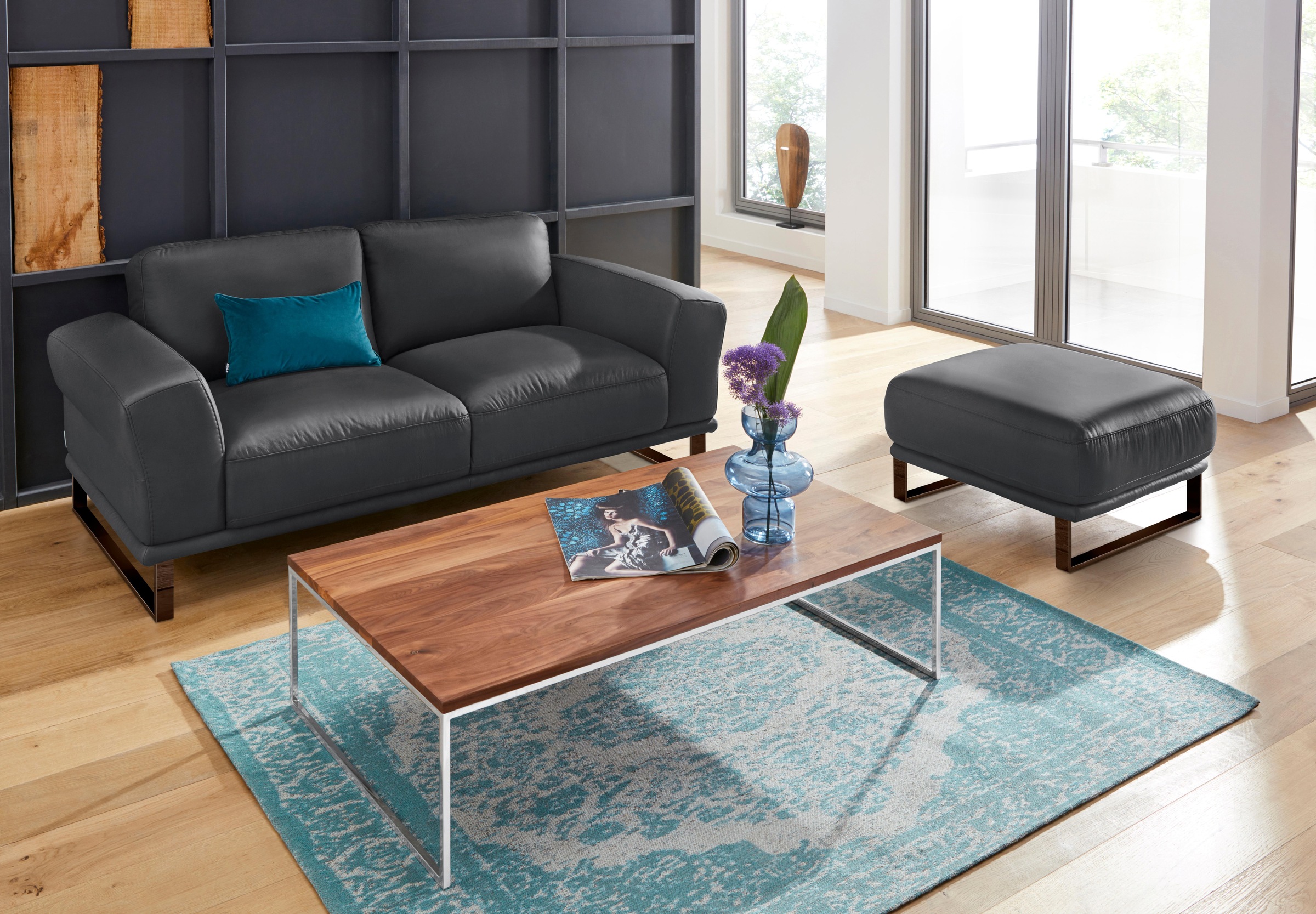 W.SCHILLIG Hocker »montanaa«, mit Metallkufen in Bronze pulverbeschichtet, Breite 71 cm