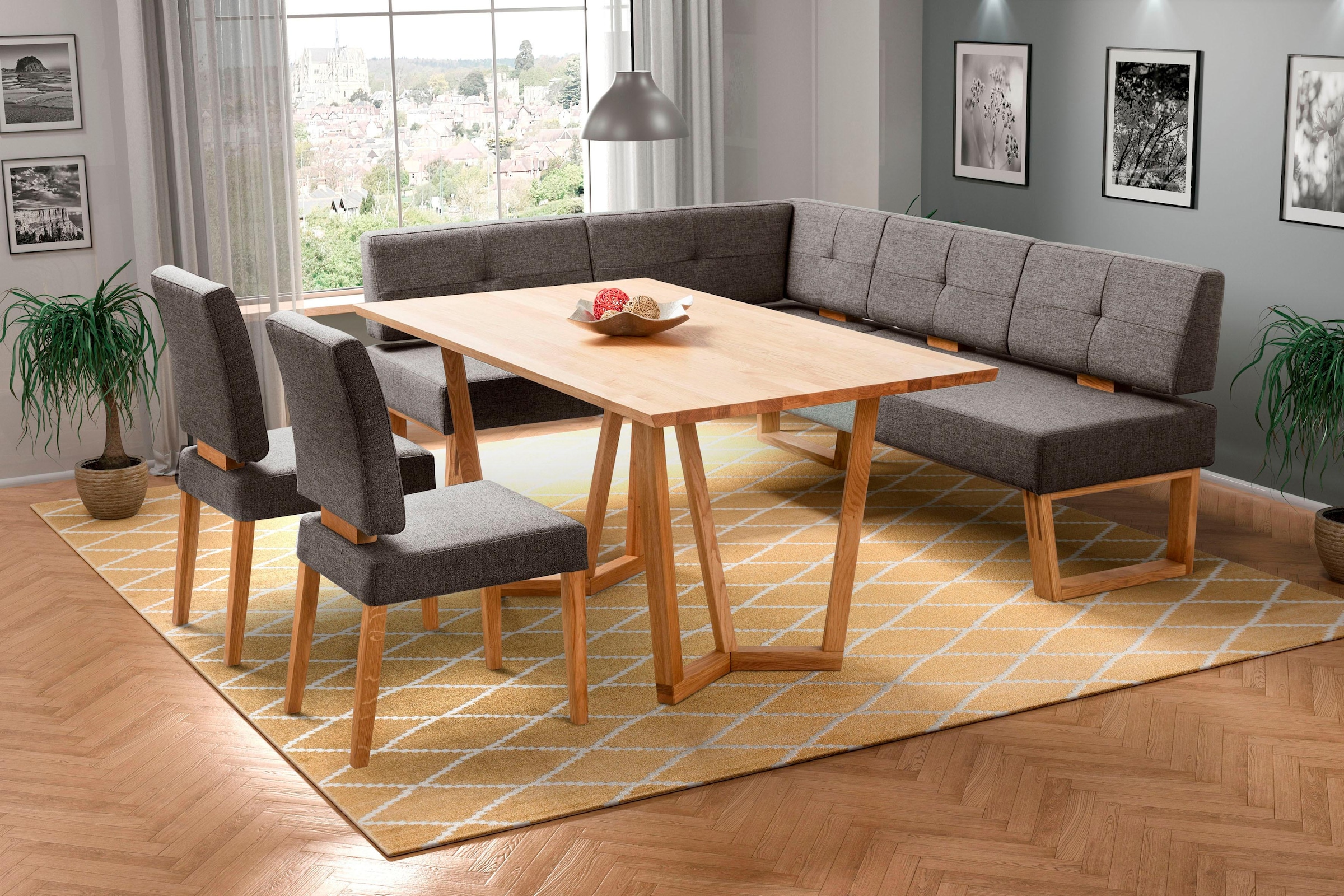 Home affaire Esszimmerstuhl »Ponza Polsterstuhl«, (Set), 2 St., Webstoff, Gestell Eiche massiv geölt, Esszimmer Bestseller