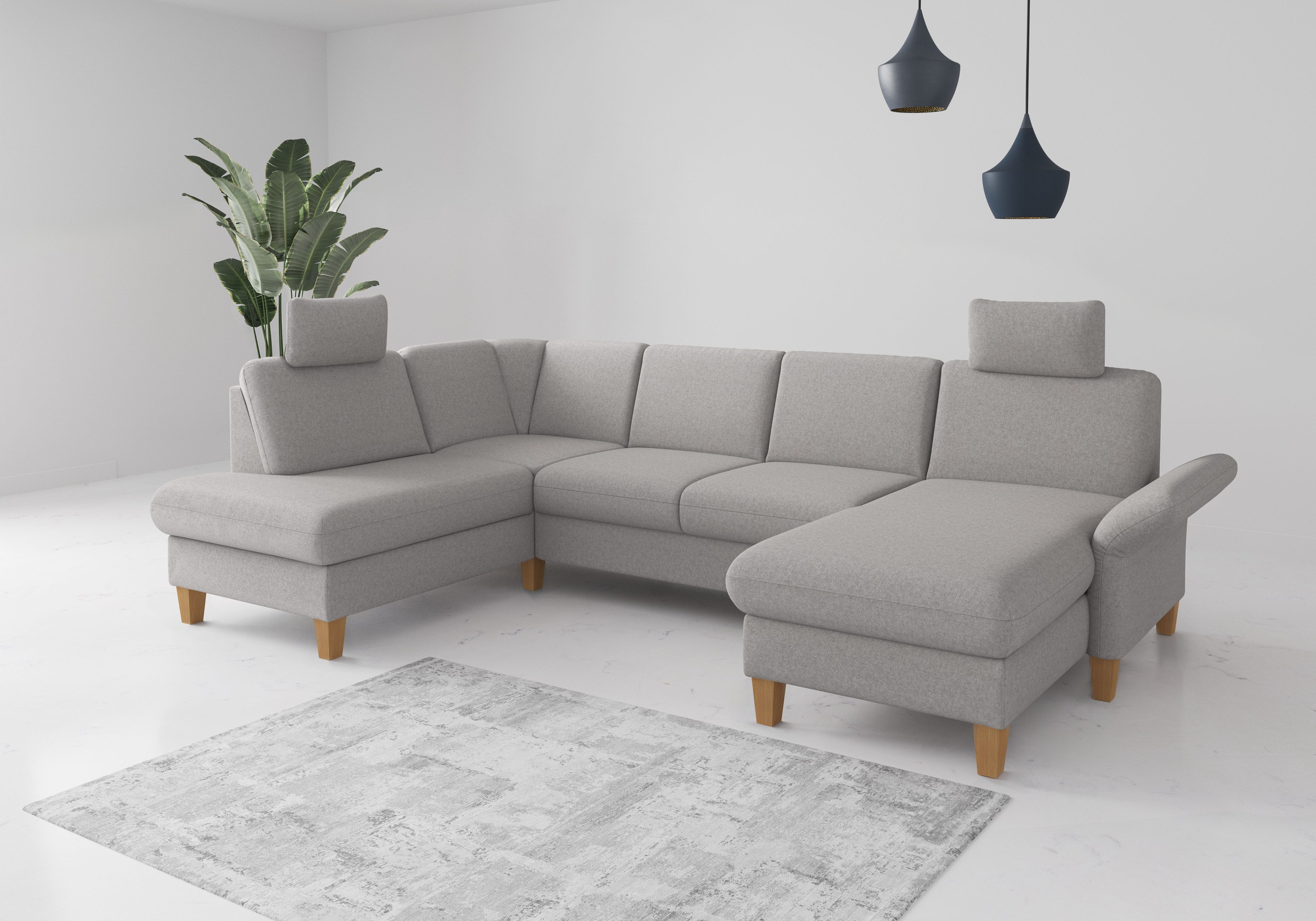 Home affaire Wohnlandschaft »Rochelle, U-Form« optional mit Armteilverstell günstig online kaufen