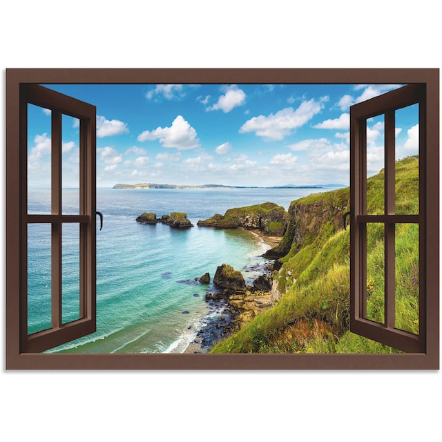 Artland Wandbild »Küstenweg in Nordirland durchs Fenster«, Meer Bilder, (1  St.), als Alubild, Leinwandbild, Wandaufkleber oder Poster in versch.  Größen online bestellen