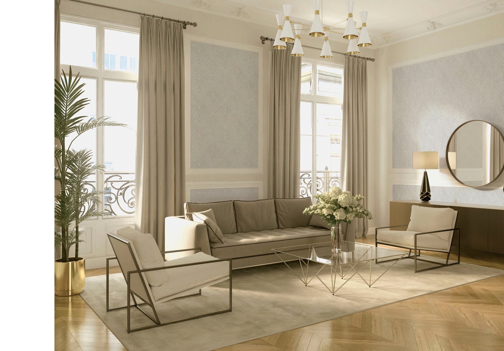 living walls Vliestapete »Mata Hari« Barock | orientalisch | ornamental leicht strukturiert Tapete Orientalisch Tapeten Wohnzimmer Schlafzimmer Küche lau raun