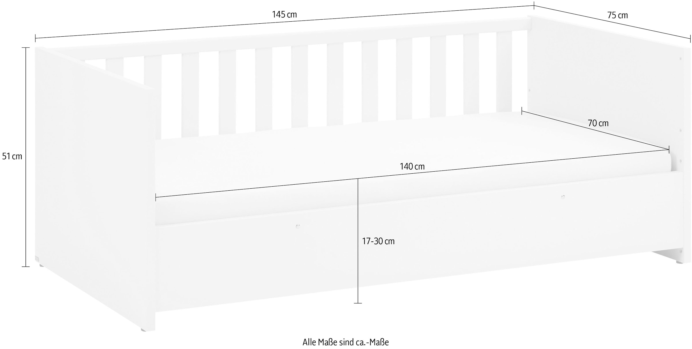 PAIDI Babybett »LITTLE SNU 70x140cm in Beige oder Weiß, umbaubares Bodenbett« Kinderbett mit Rausfallschutz aus Massivholz, langlebiges Gitterbett