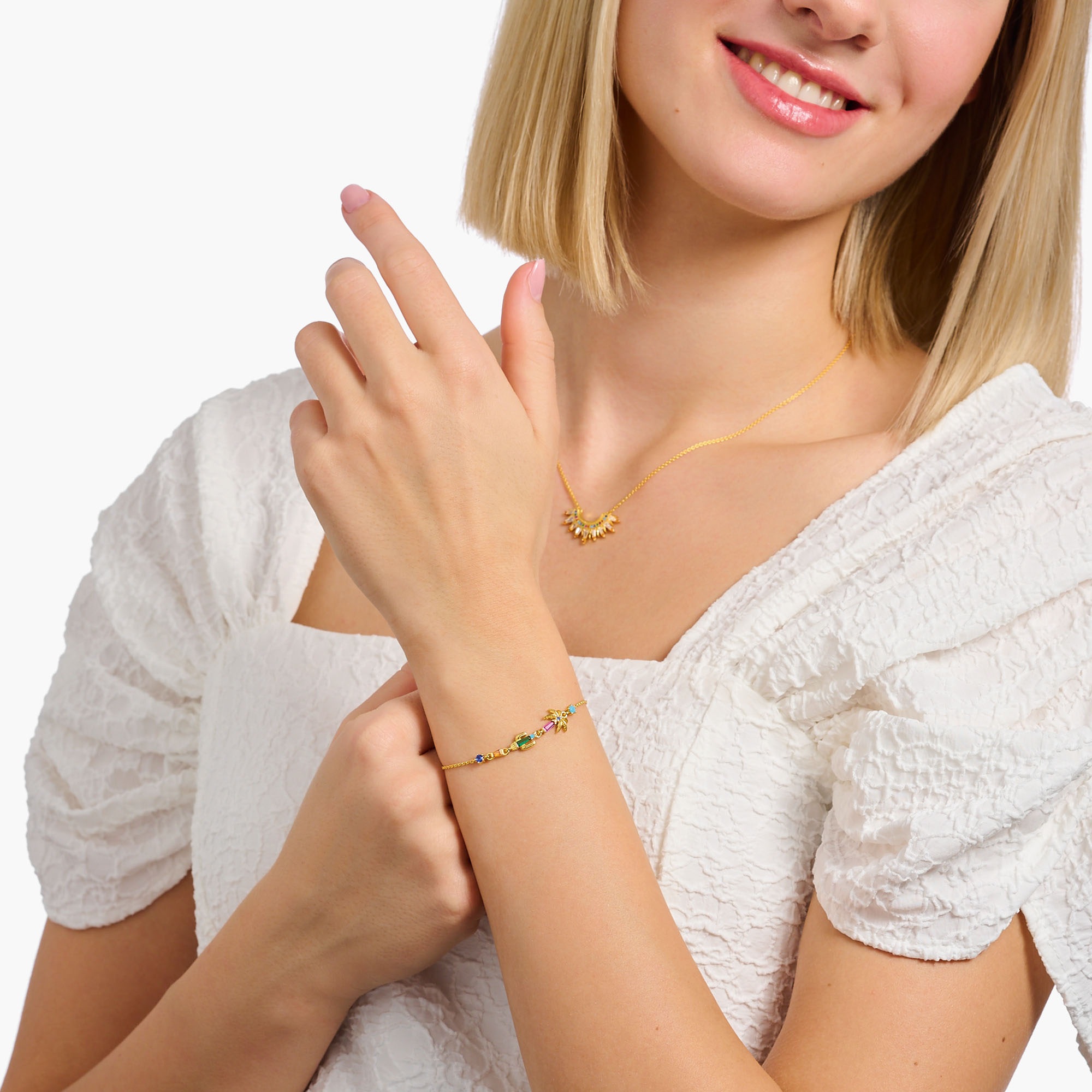 THOMAS SABO Armband »Festival Vibes, A2150-488-7-L19V«, mit Glas-Keramik Stein, Korund (synth.), Zirkonia (synth.)